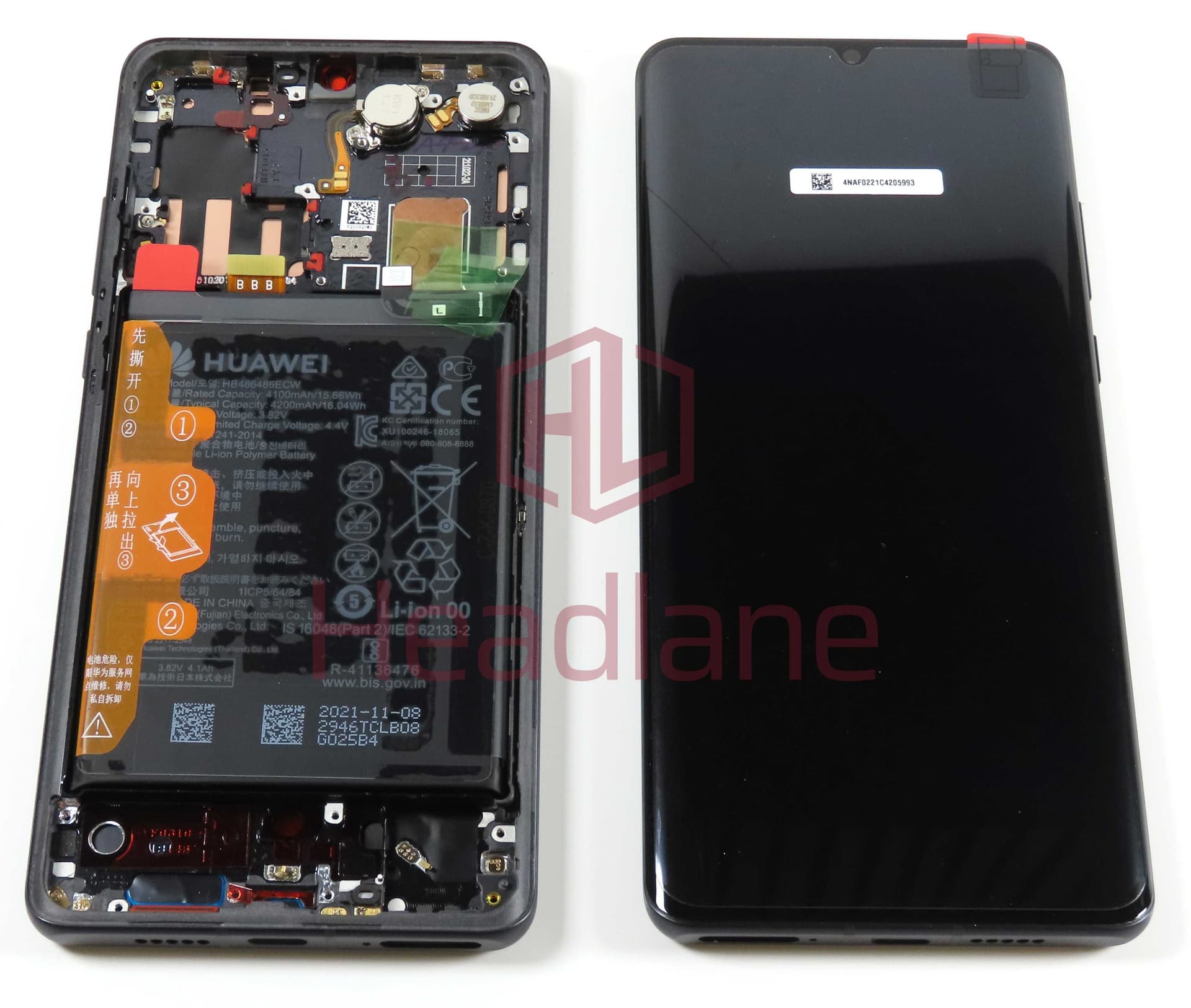 Huawei P30 Pro LCD Display / Screen + Touch + HB486486ECW Battery - Black (B Grade) - 02355UMW - Huawei Replacement Part