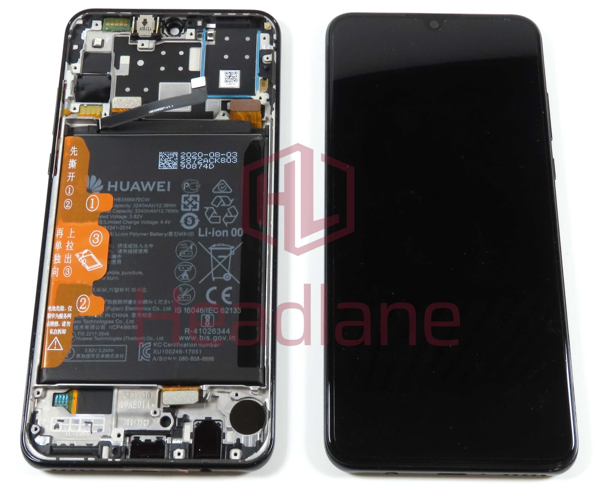 Huawei P30 Lite (NFC / 32MP Front Camera Version) LCD Display / Screen + Touch + Battery Assembly - Black (No Box) - 02352PJM-NB - Huawei Replacement Part