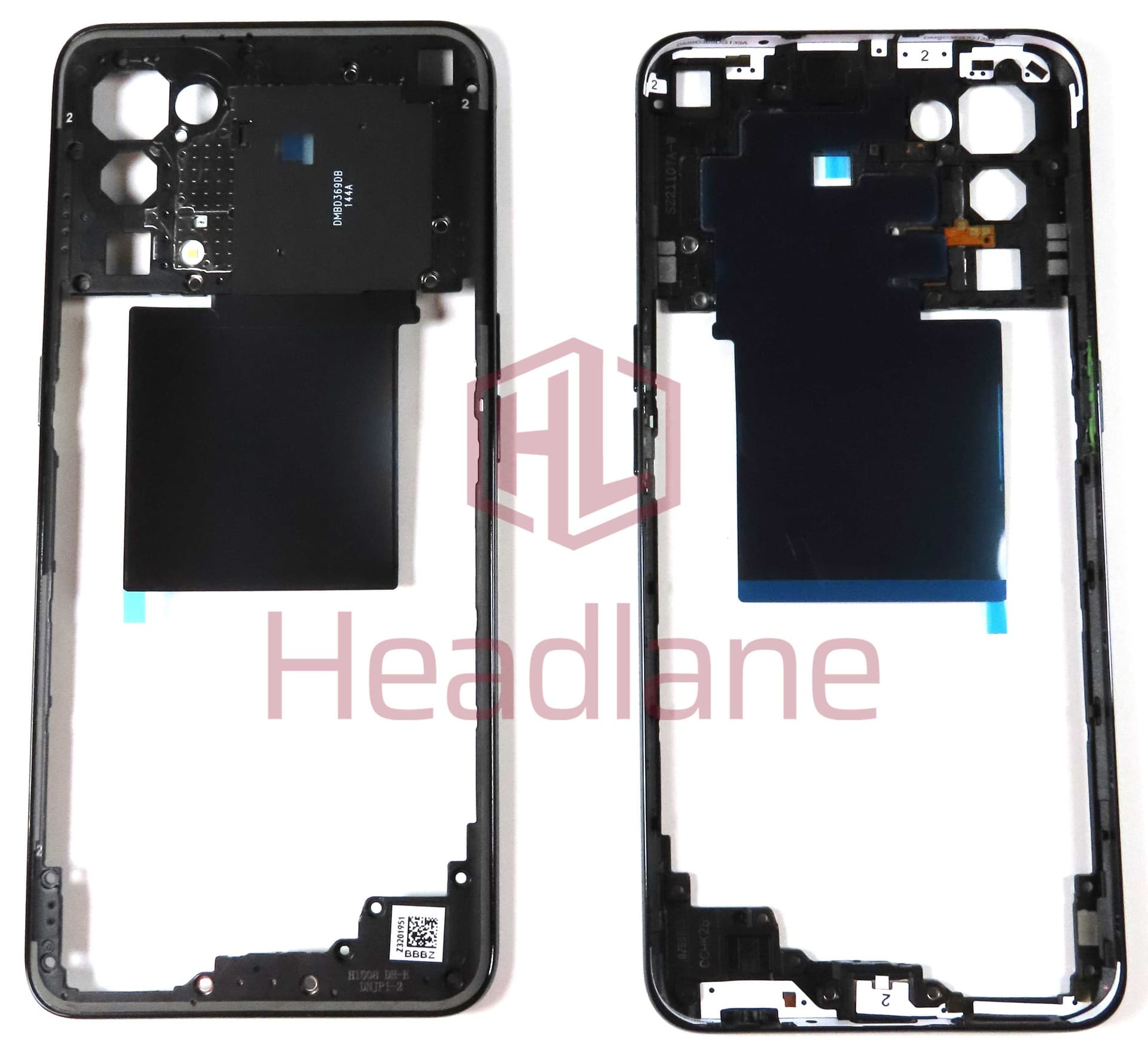 Oppo CPH2145 Reno5 5G / Find X3 Lite 5G Middle Cover / Chassis - Black - 4906563 - Oppo Replacement Part