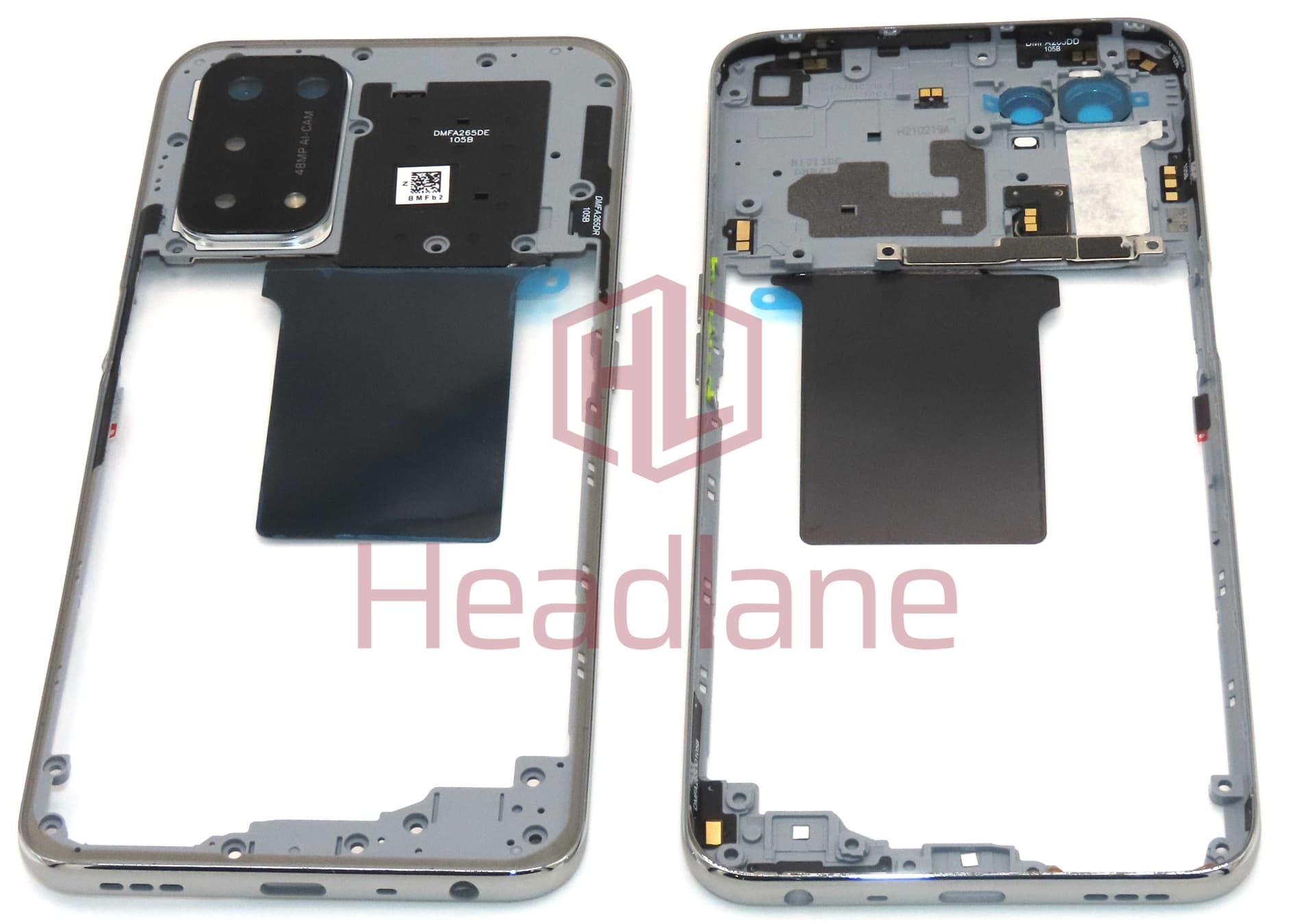 Oppo CPH2195 CPH2263 CPH2197 CPH2303 A54 5G A74 5G Middle Cover / Chassis - Silver - 4906355 - Oppo Replacement Part