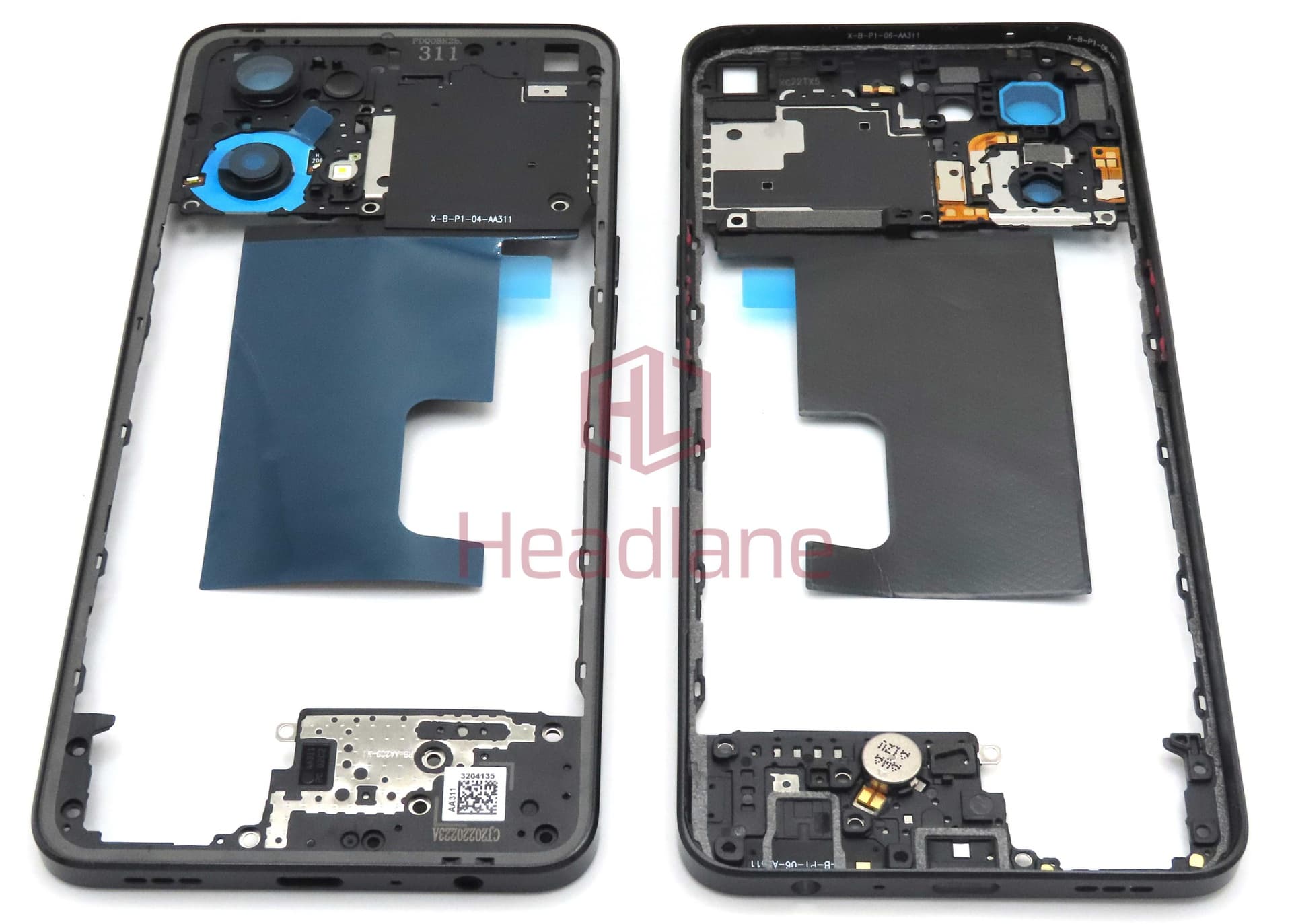 Oppo CPH2363 Reno7 Middle Cover / Chassis - Black - 4130183 - Oppo Replacement Part