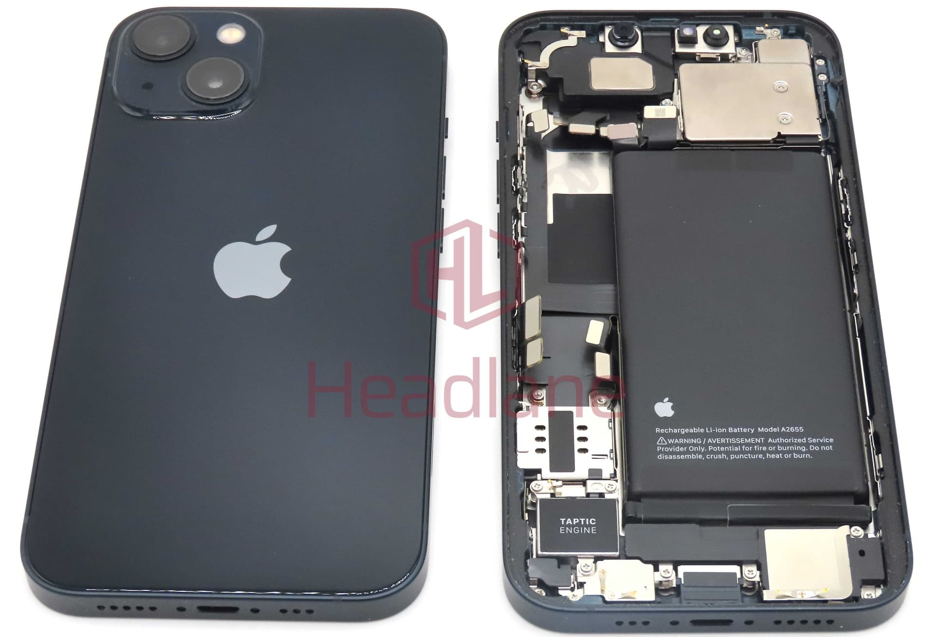 iPhone 13 Back / Battery Cover + Small Parts - Black (Pulled - Grade B) - IP13BH-MN-B - Pulled Replacement Part