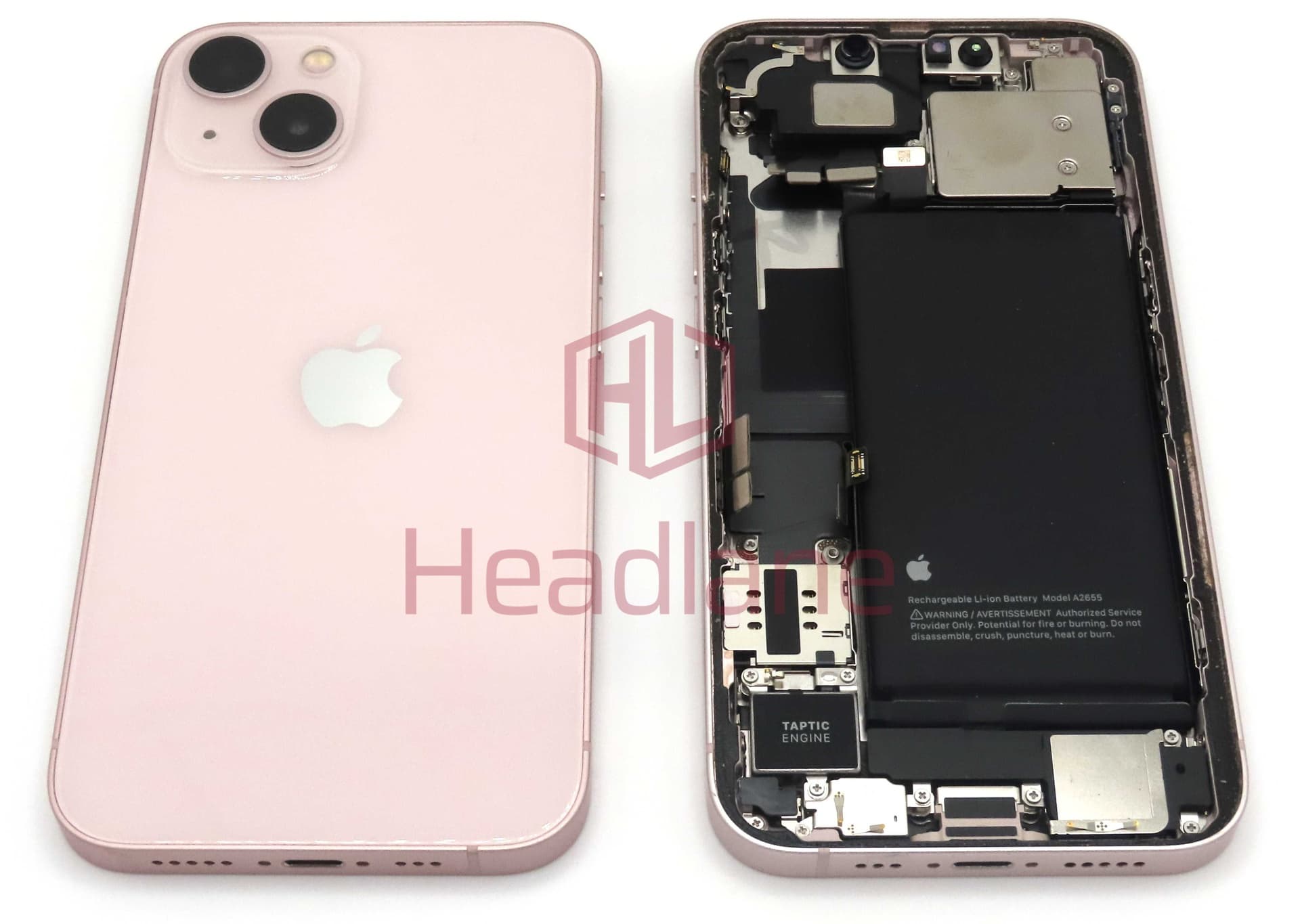 iPhone 13 Back / Battery Cover + Small Parts - Pink (Pulled - Grade C) - IP13BH-PK-C - Pulled Replacement Part