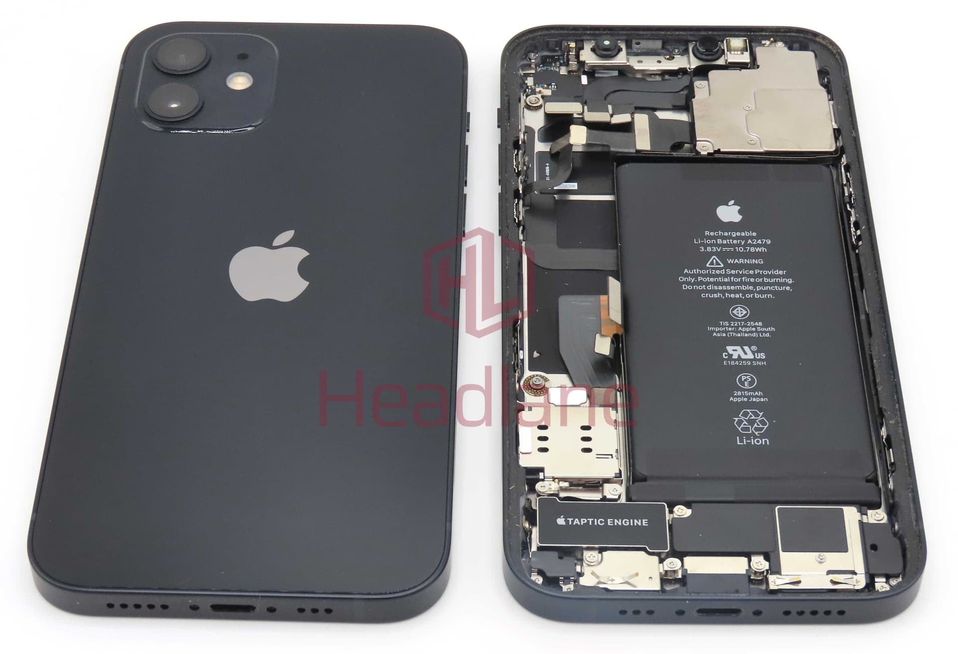 iPhone 12 Back / Battery Cover + Small Parts - Black (Pulled - Grade B) - IP12BH-BK-B - Pulled Replacement Part