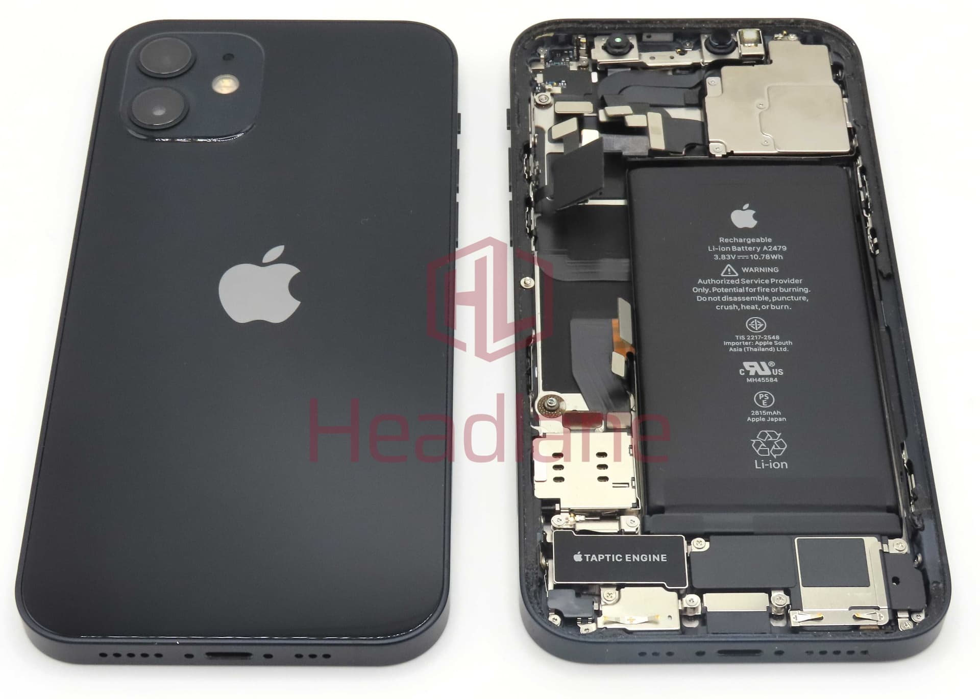 Apple iPhone 12 Back / Battery Cover + Small Parts - Black (Pulled - Grade C) - IP12BH-BK-C - Apple Replacement Part