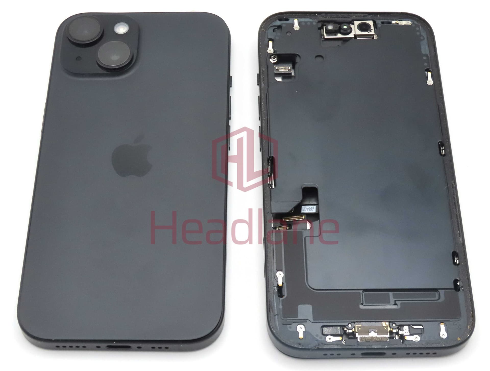 iPhone 15 Back / Battery Cover + Small Parts - Black (Pulled - Grade B) - IP15BH-BK-B - Unknown Replacement Part