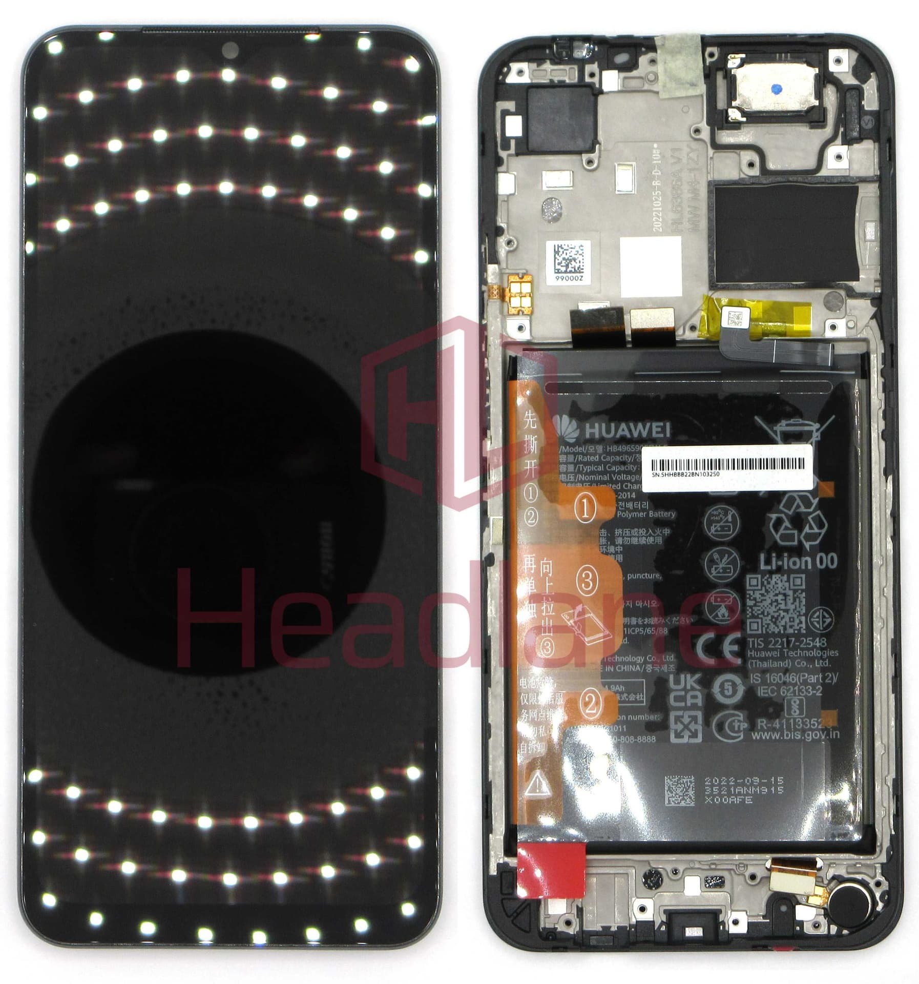 Huawei nova Y61 LCD Display / Screen + Touch + Battery - Black - 02355HHB - Huawei Replacement Part