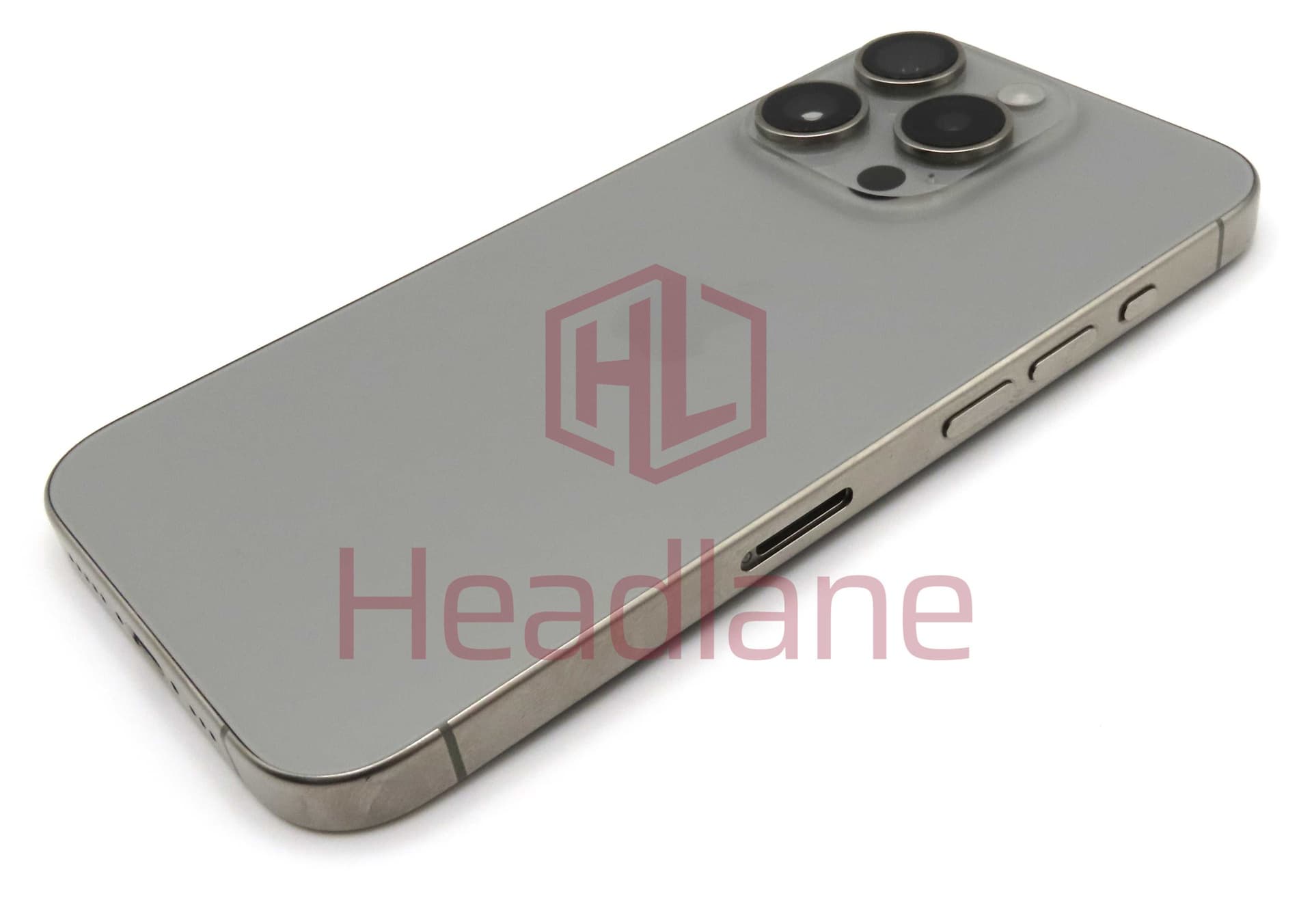 iPhone 15 Pro Back / Battery Cover + Small Parts - Natural Titanium (Pulled - Grade B) - IP15PRBH-NT-B