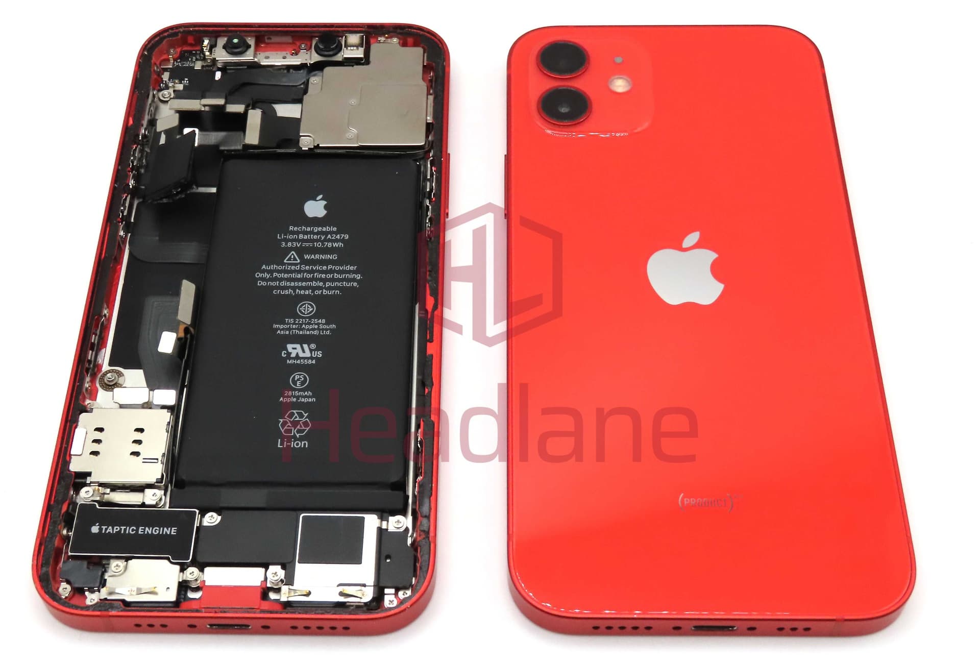iPhone 12 Back / Battery Cover + Small Parts - Red (Pulled - Grade B) - IP12BH-RD-B