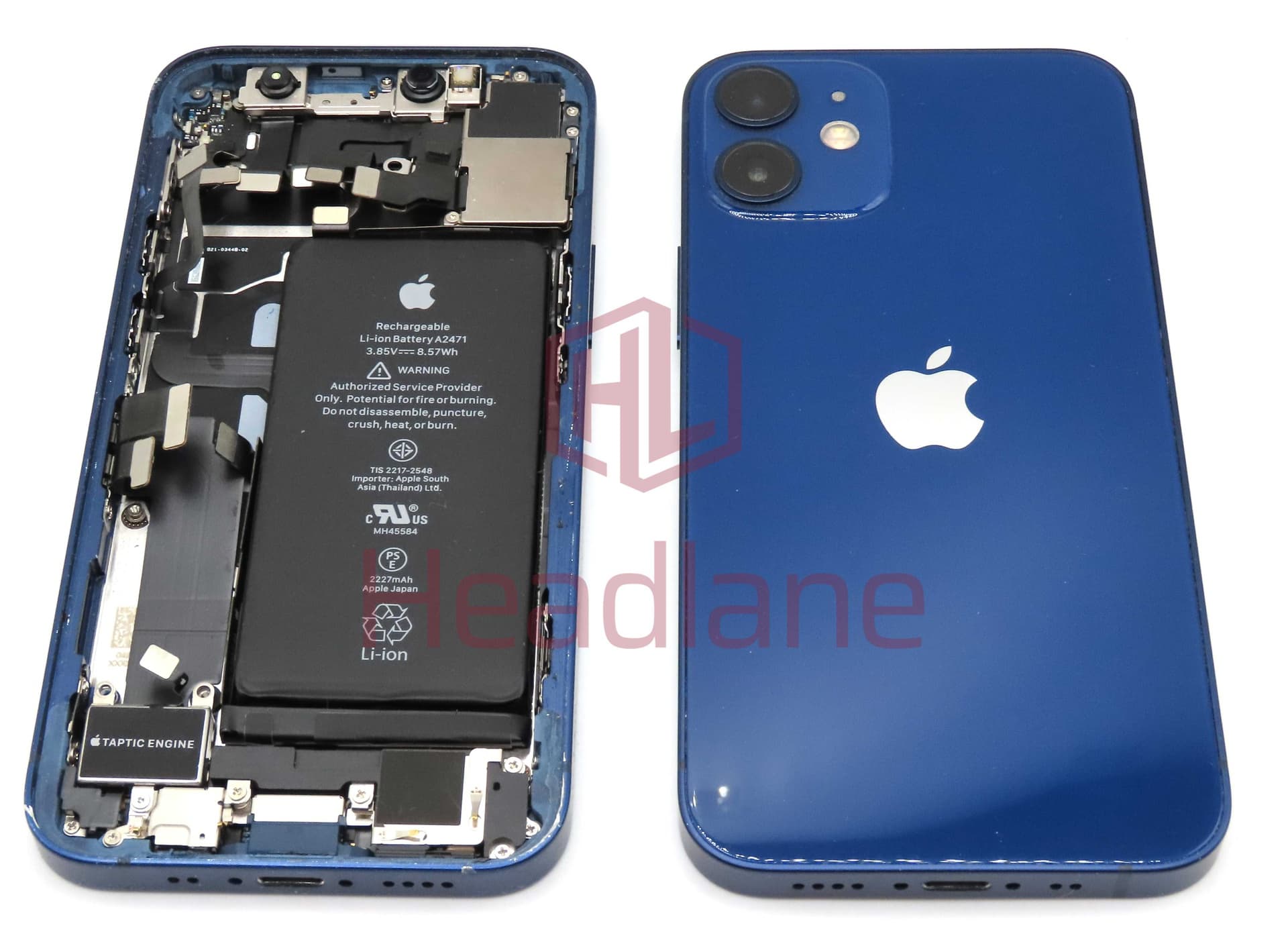 Apple iPhone 12 Mini Back / Battery Cover + Small Parts - Blue (Pulled - Grade C) - IP12MBH-BL-C - Pulled Replacement Part