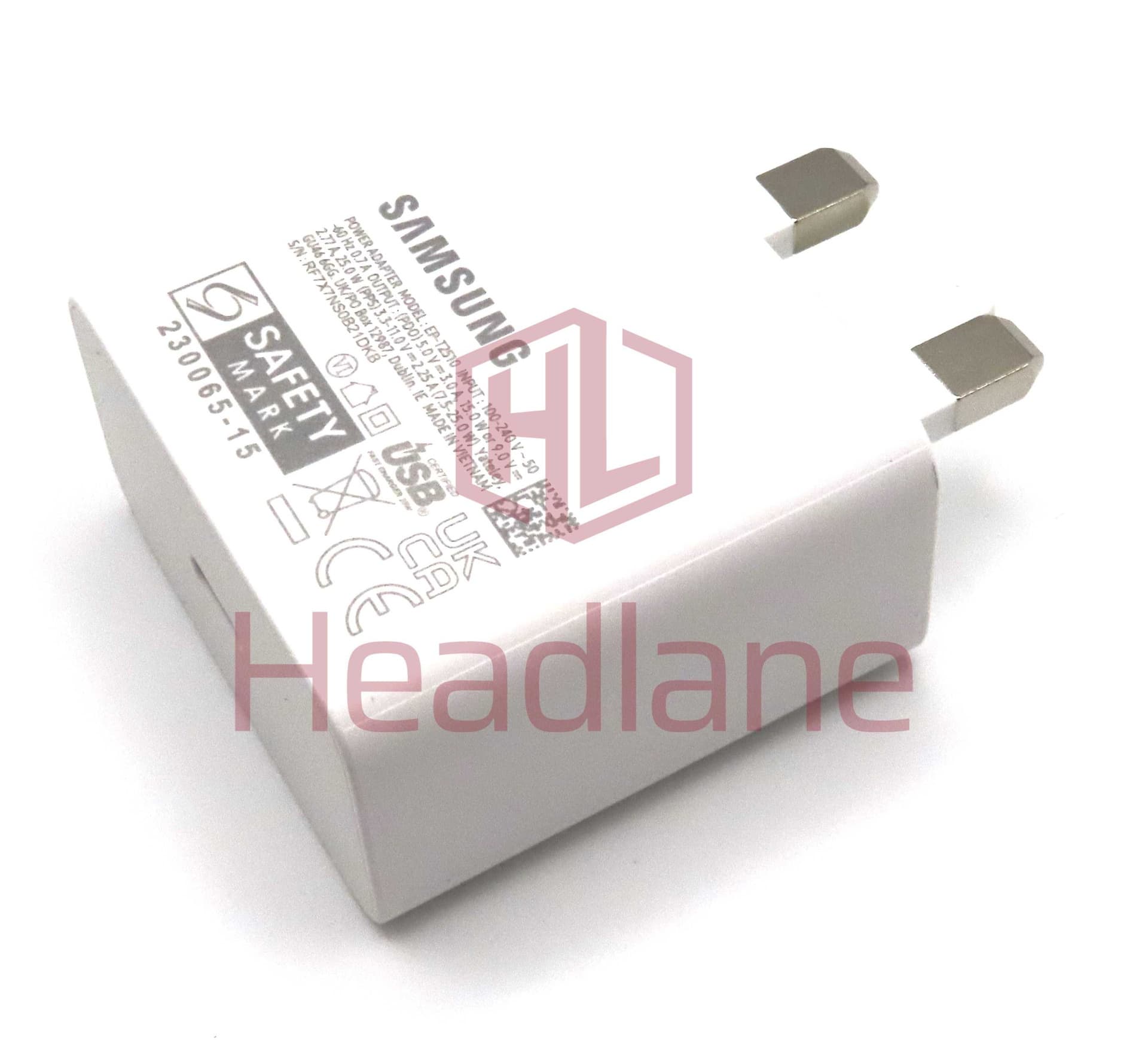 Samsung 25W USB-C Charger EP-T2510NWEGGB / Retail Packed - UK 3 Pin (Head Only) (White) - EP-T2510NWEGGB