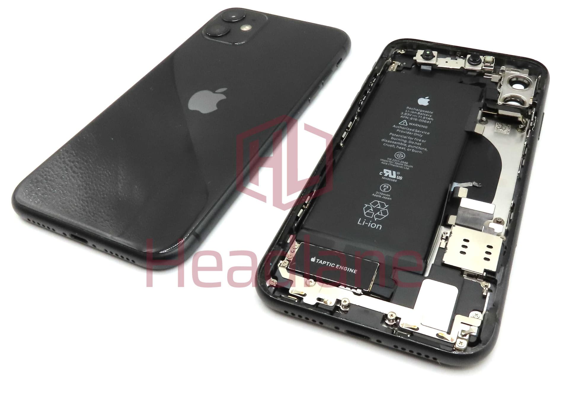 Apple iPhone 11 Back / Battery Cover + Small Parts - Black (Pulled - Grade B) (No Camera) - IP11BH-BK-NC-B