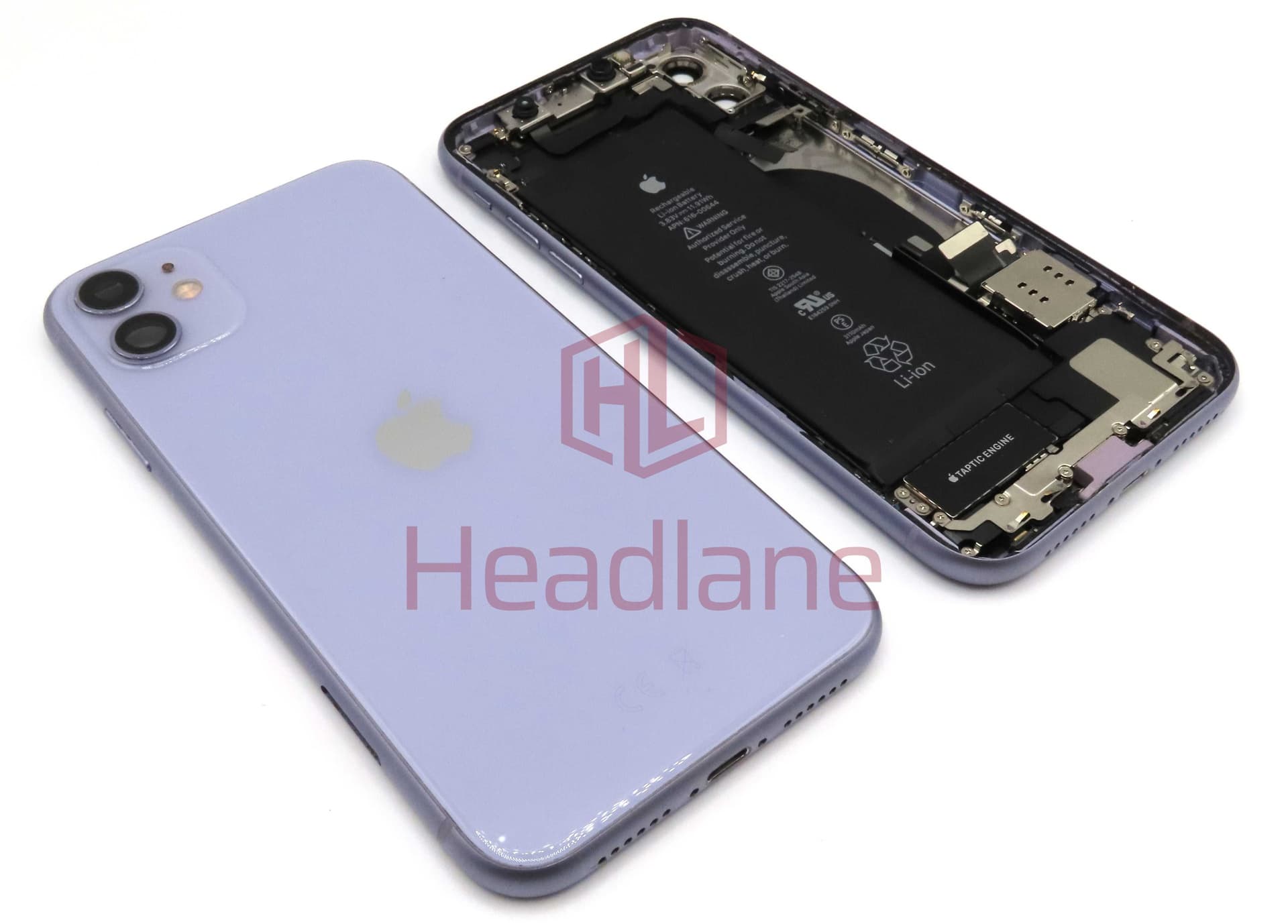 Apple iPhone 11 Back / Battery Cover + Small Parts - Purple (Pulled - Grade C) (No Camera) - IP11BH-PR-NC-C