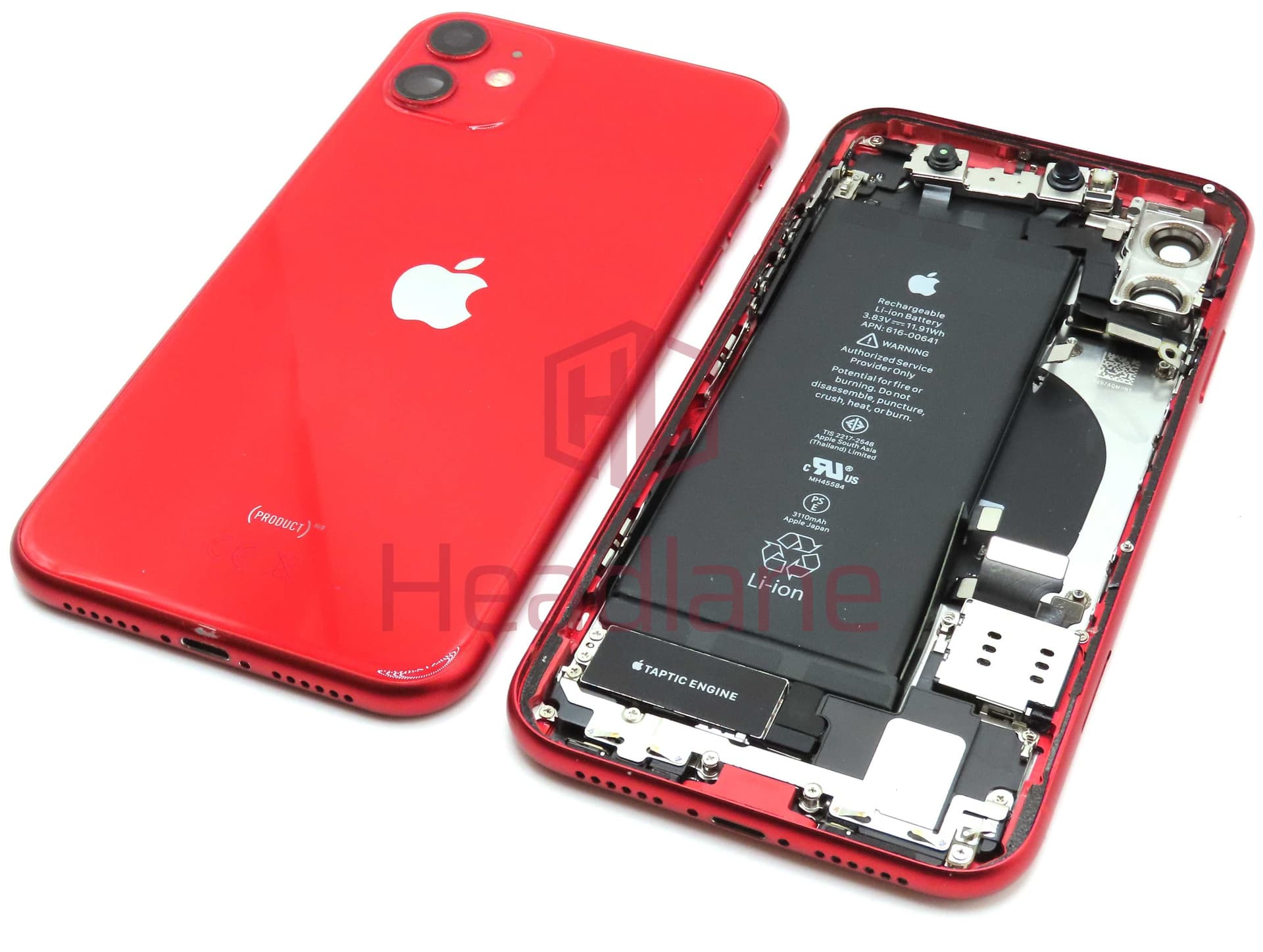 Apple iPhone 11 Back / Battery Cover + Small Parts - Red (Pulled - Grade C) (No Camera) - IP11BH-RD-NC-C