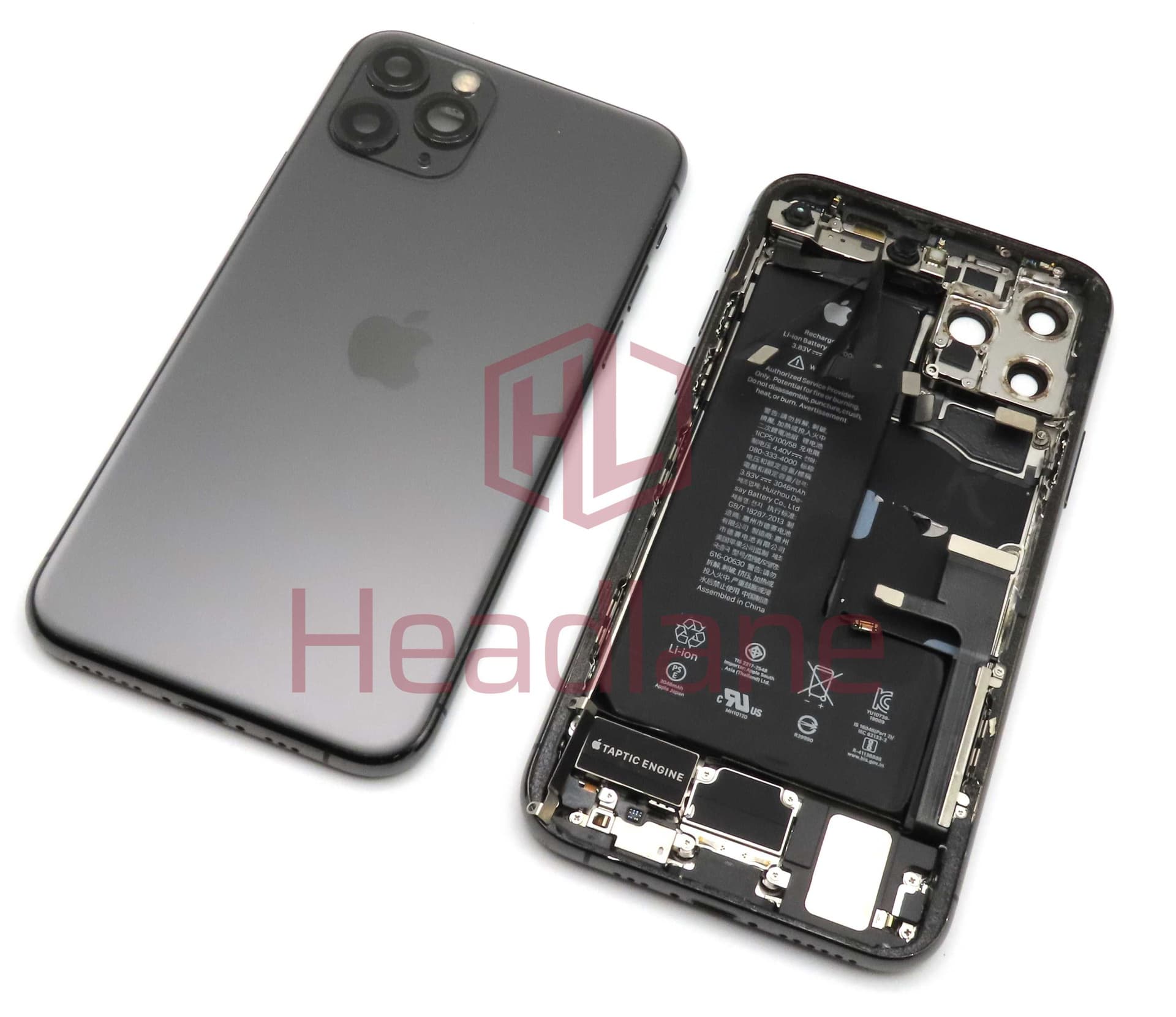 Apple iPhone 11 Pro Back / Battery Cover + Small Parts - Space Grey (Pulled - Grade B) (No Camera) - IP11PRBH-SG-NC-B