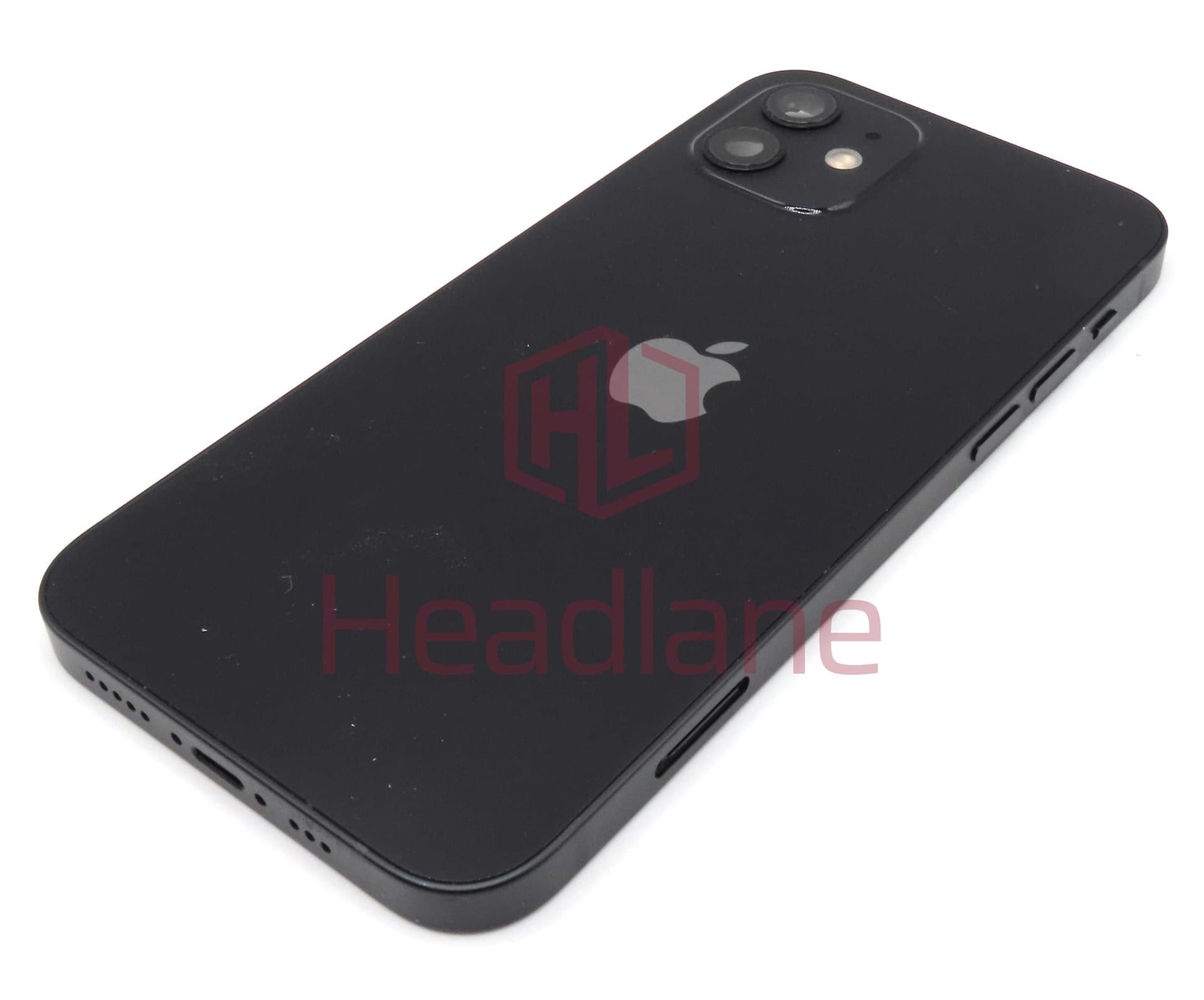 iPhone 12 Back / Battery Cover + Small Parts - Black (Pulled - Grade B) (No Camera) - IP12BH-BK-NC-B