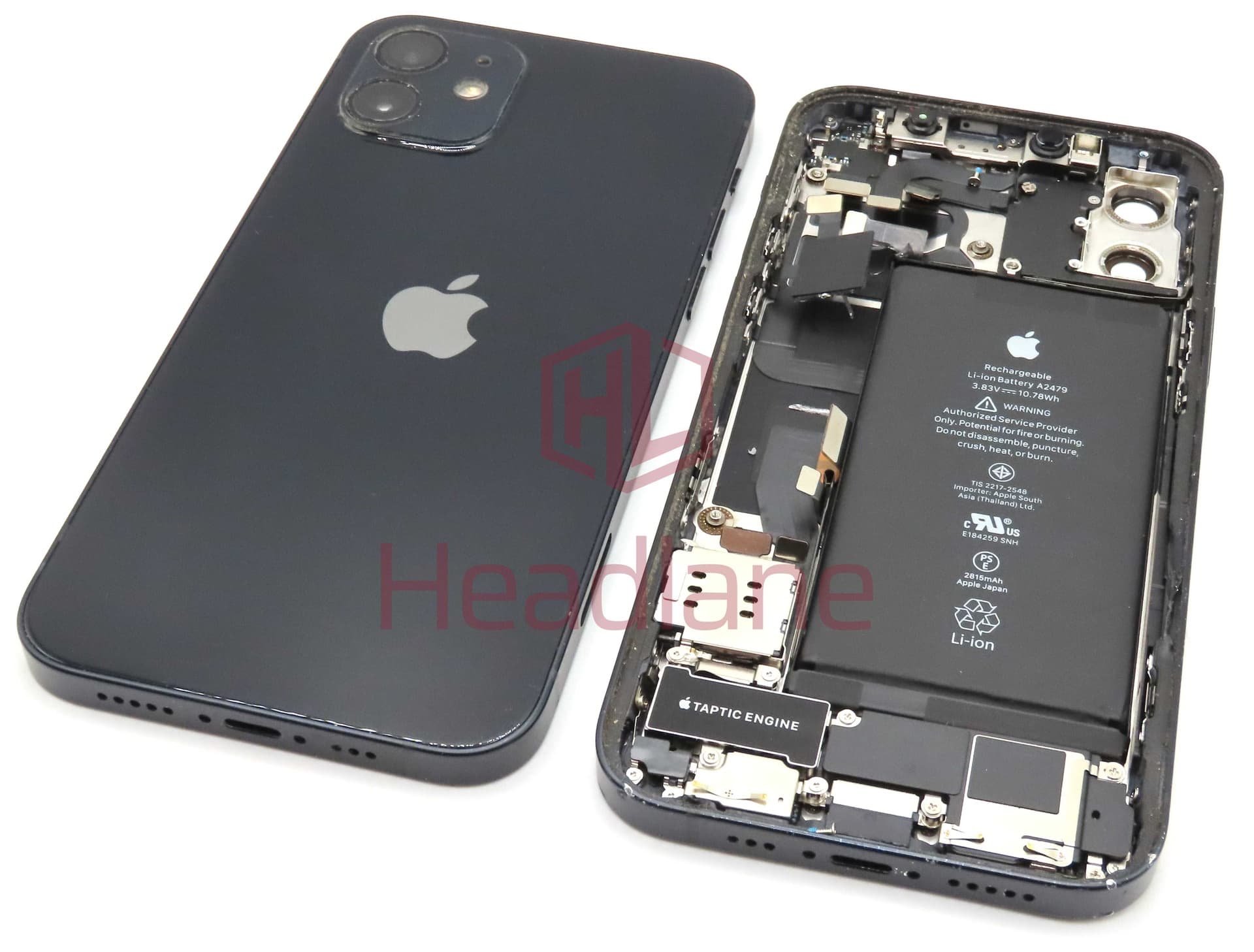 iPhone 12 Back / Battery Cover + Small Parts - Black (Pulled - Grade C) (No Camera) - IP12BH-BK-NC-C