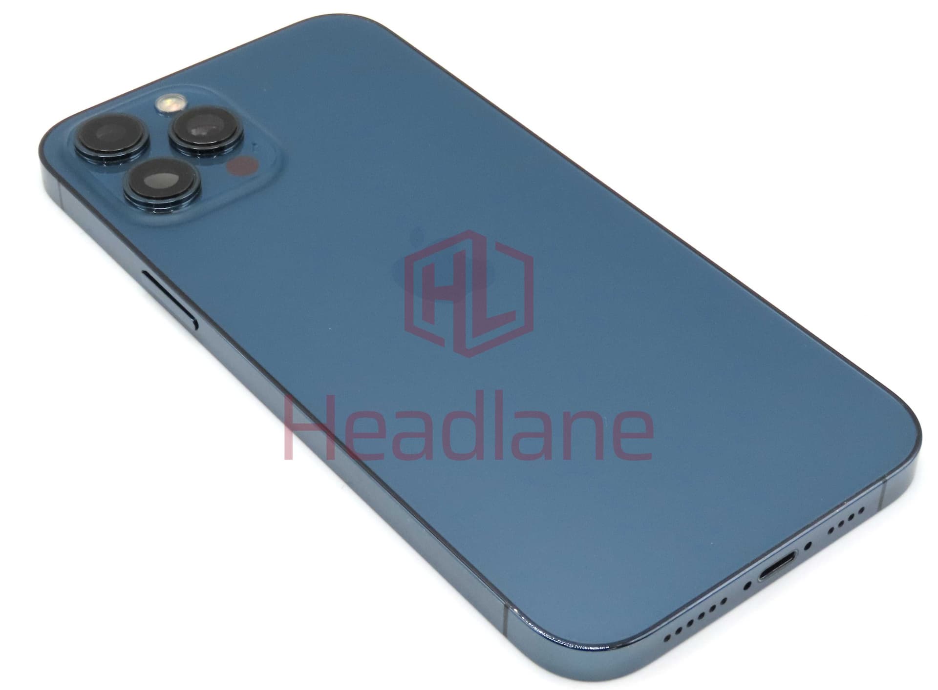 iPhone 12 Pro Max Back / Battery Cover + Small Parts - Blue (Pulled - Grade B) (No Camera) - IP12PMBH-BL-NC-B