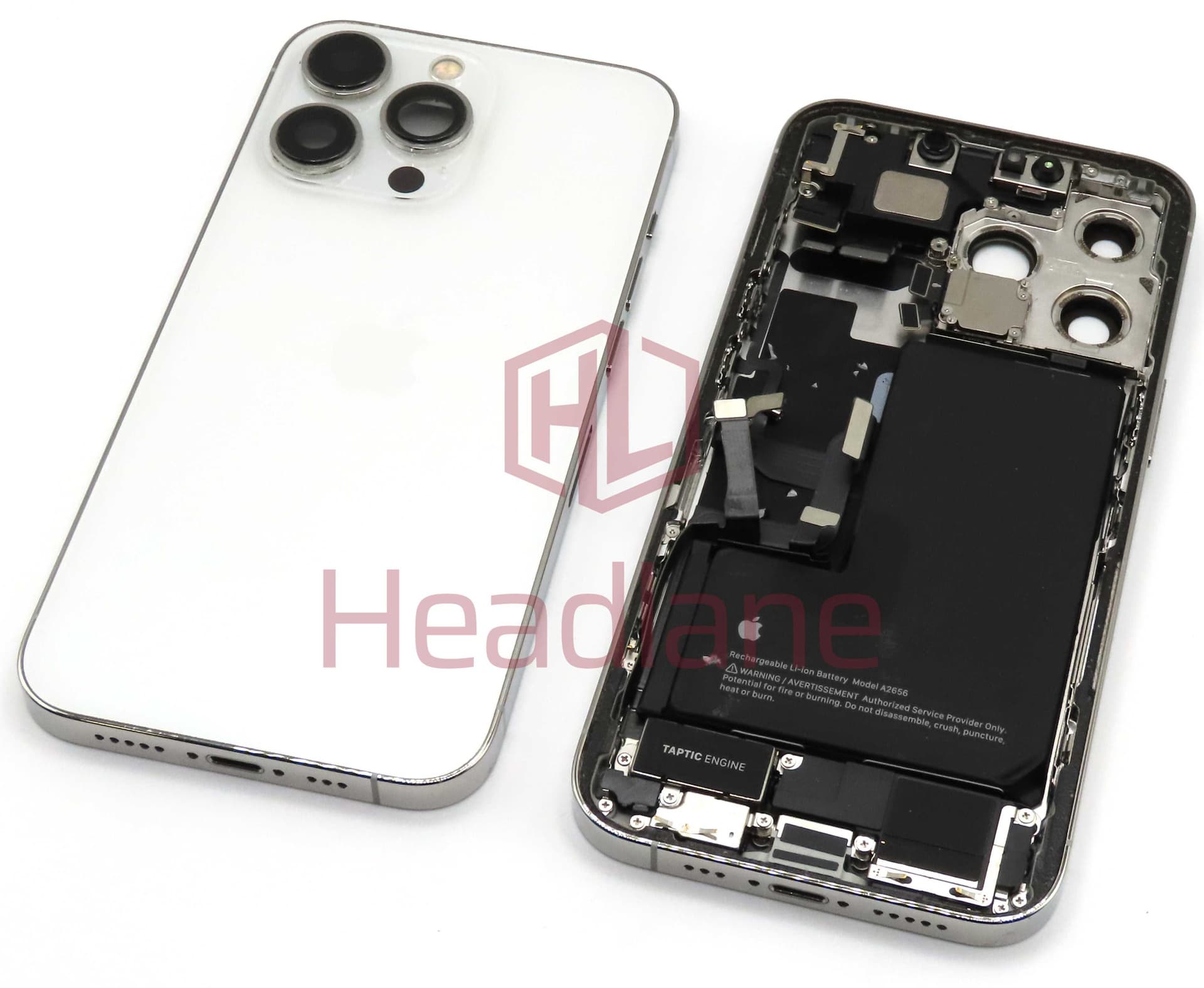 iPhone 13 Pro Back / Battery Cover + Small Parts - Silver (Pulled - Grade C) (No Camera) - IP13PRBH-SL-NC-C