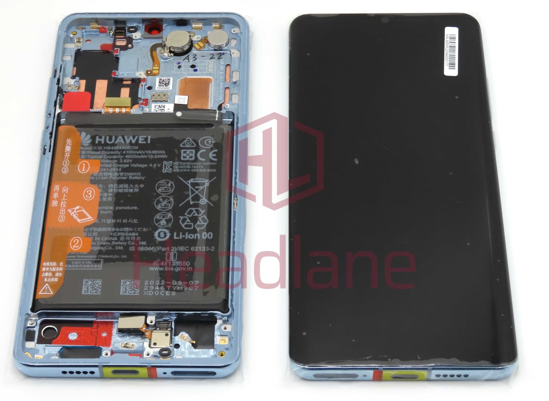 Huawei P30 Pro LCD Display / Screen + Touch + HB486486ECW Battery - Breathing Crystal (B Grade) - 02353SDJ