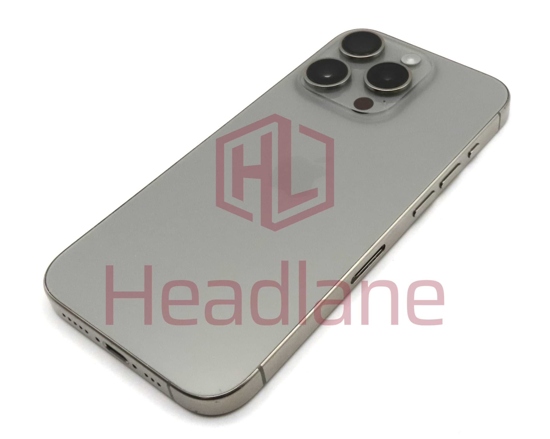 iPhone 15 Pro Back / Battery Cover + Small Parts - Natural Titanium (Pulled - Grade C) - IP15PRBH-NT-C