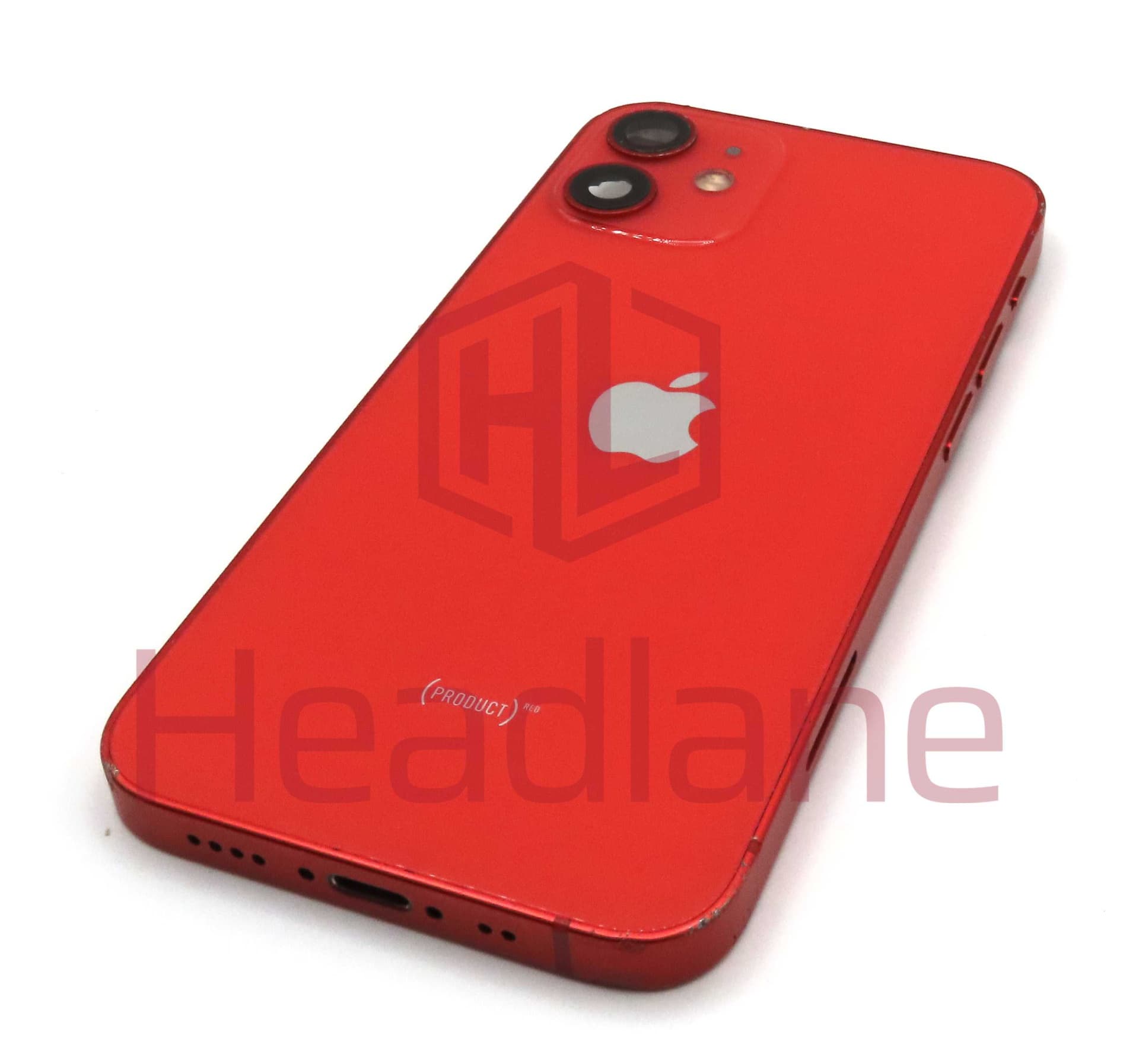 Apple iPhone 12 Mini Back / Battery Cover + Small Parts - Red (Pulled - Grade C) (No Camera) - IP12MBH-NC-RD-C