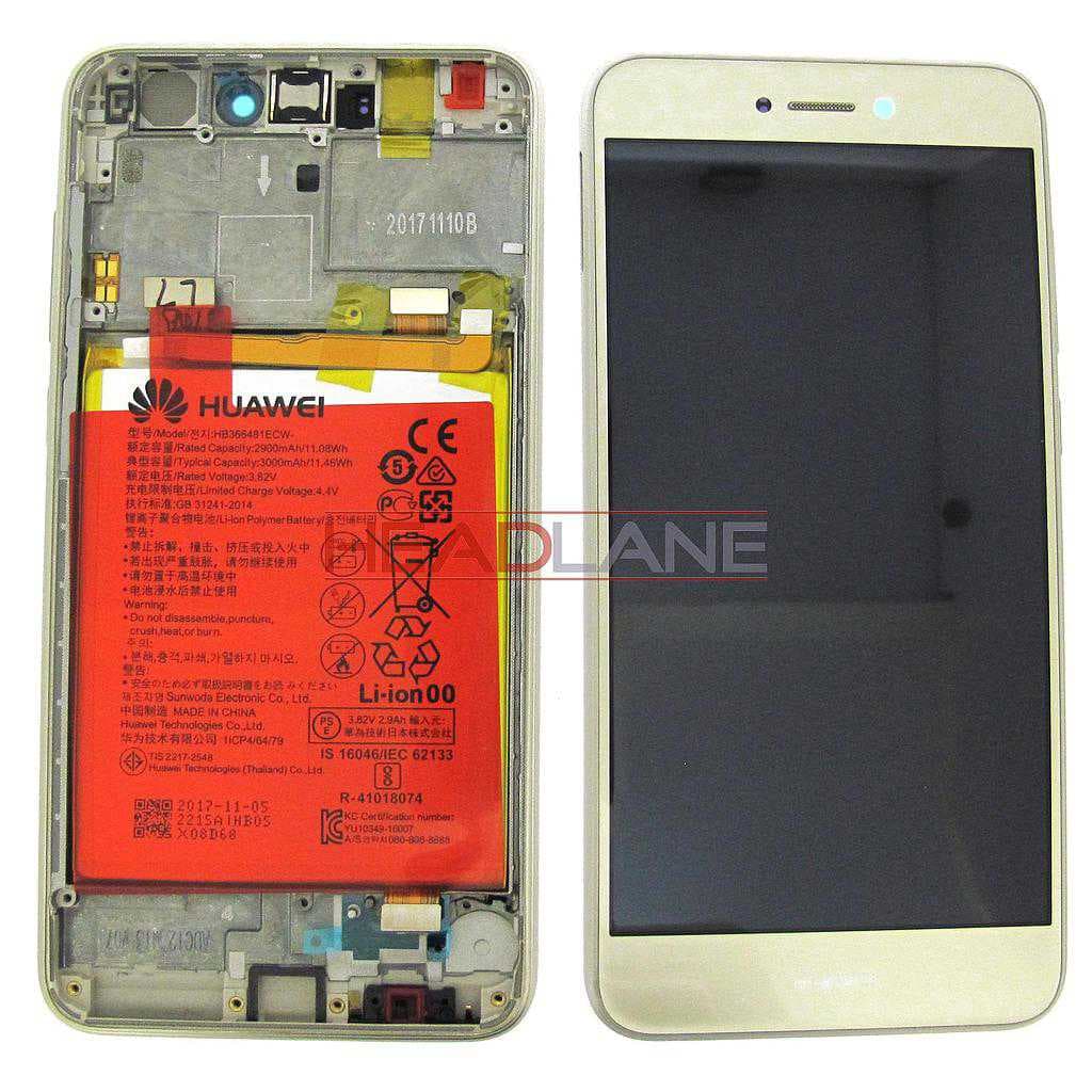 Huawei P8 Lite (2017) LCD Display / Screen + Touch + Battery Assembly - Gold - 02351DNF - Huawei Replacement Part