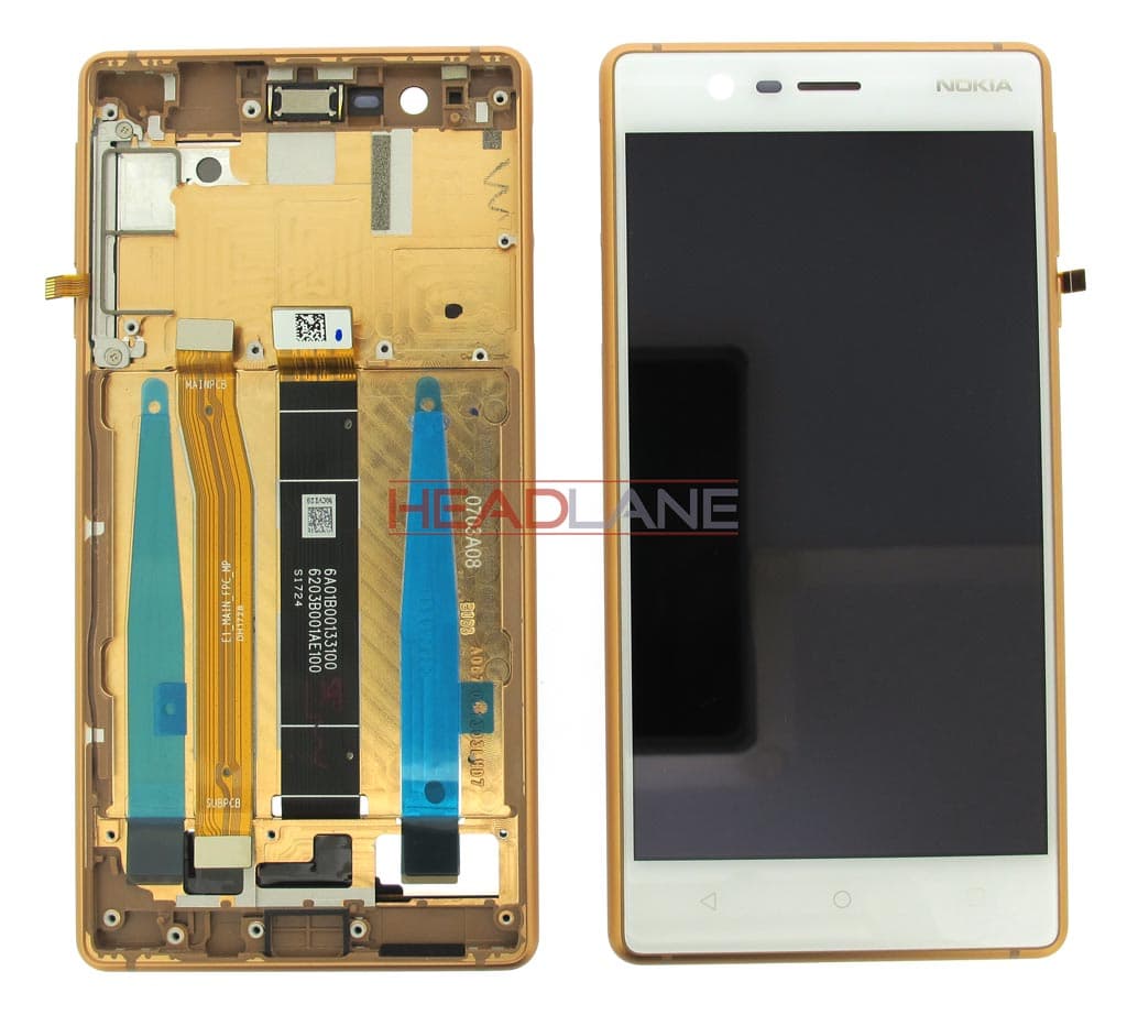 Nokia 3 LCD Display / Screen + Touch - Copper (Type A - Dual SIM) - 20NE1RW0001 - Nokia (HMD) Replacement Part
