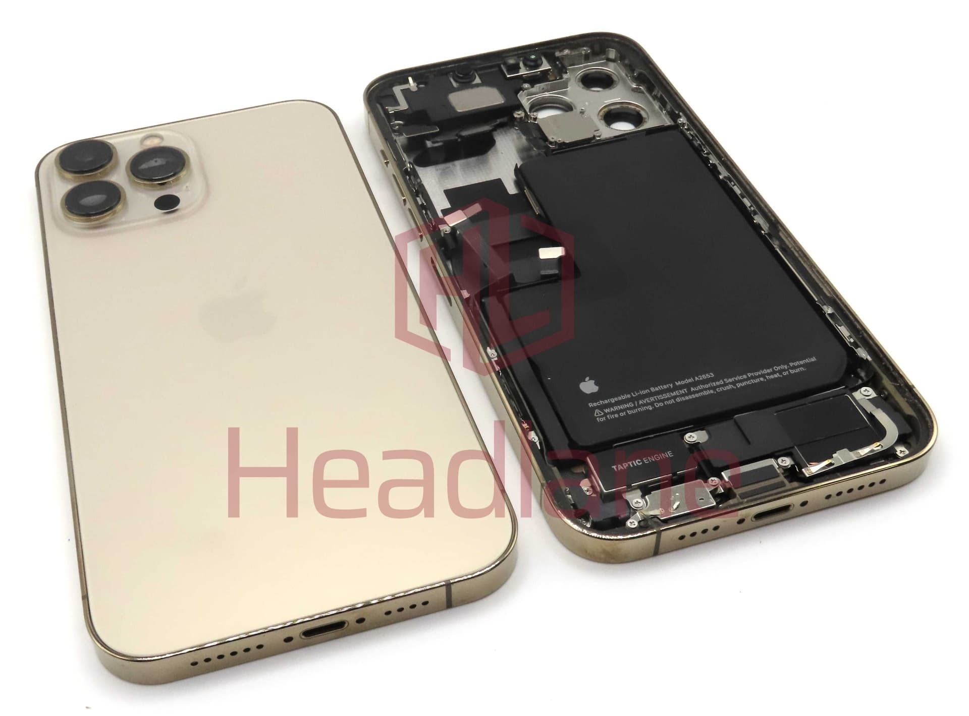 iPhone 13 Pro Max Back / Battery Cover + Small Parts - Gold (Pulled - Grade C) (No Camera) - IP13PMBH-GD-NC-C
