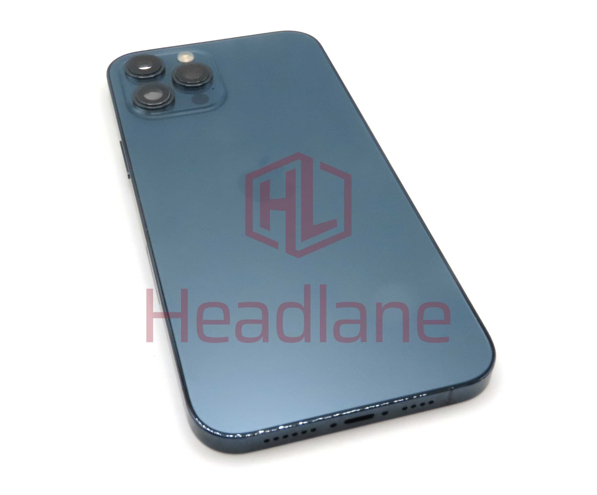 iPhone 12 Pro Max Back / Battery Cover + Small Parts - Blue (Pulled - Grade C) (No Camera) (USA Version) - IP12PMBH-BL-NC-C-US