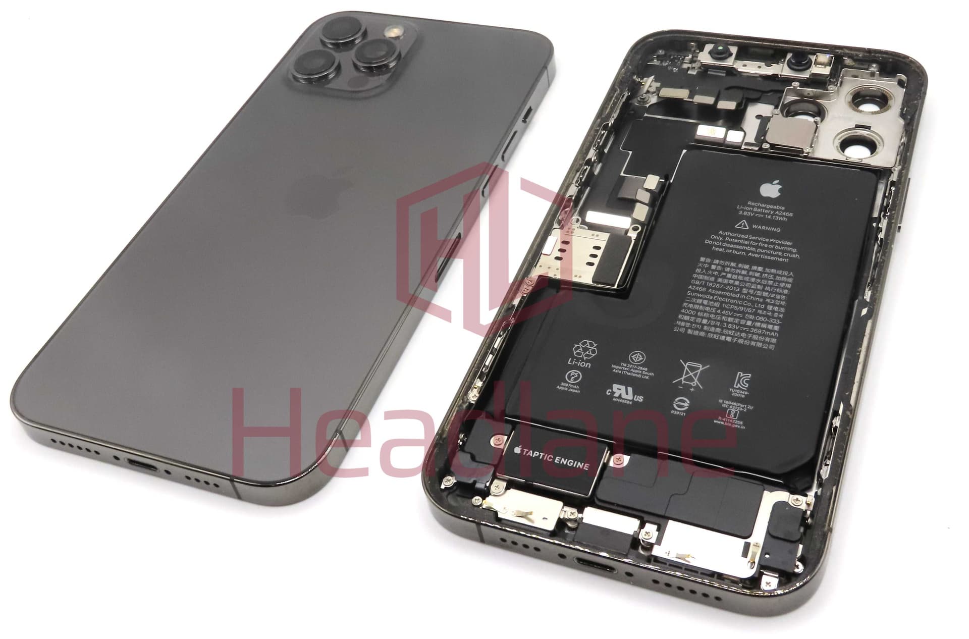 iPhone 12 Pro Max Back / Battery Cover + Small Parts - Graphite (Pulled - Grade B) (No Camera) - IP12PMBH-GR-NC-B
