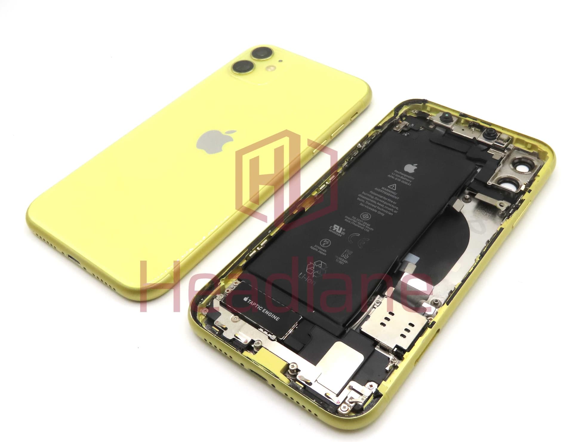 Apple iPhone 11 Back / Battery Cover + Small Parts - Yellow (Pulled - Grade C) (No Camera) - IP11BH-YL-NC-C