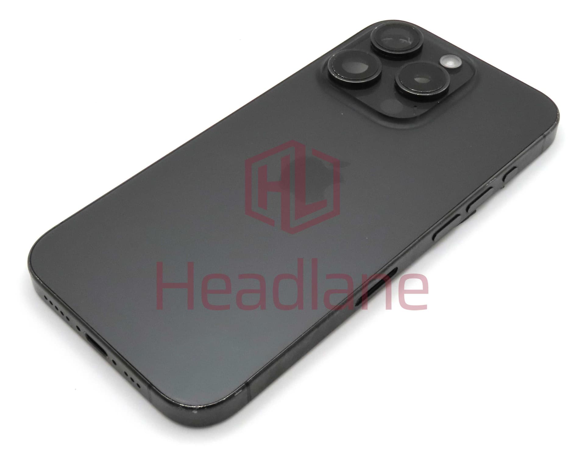 iPhone 15 Pro Back / Battery Cover + Small Parts - Black Titanium (Pulled - Grade C) (No Camera) - IP15PRBH-BT-NC-C
