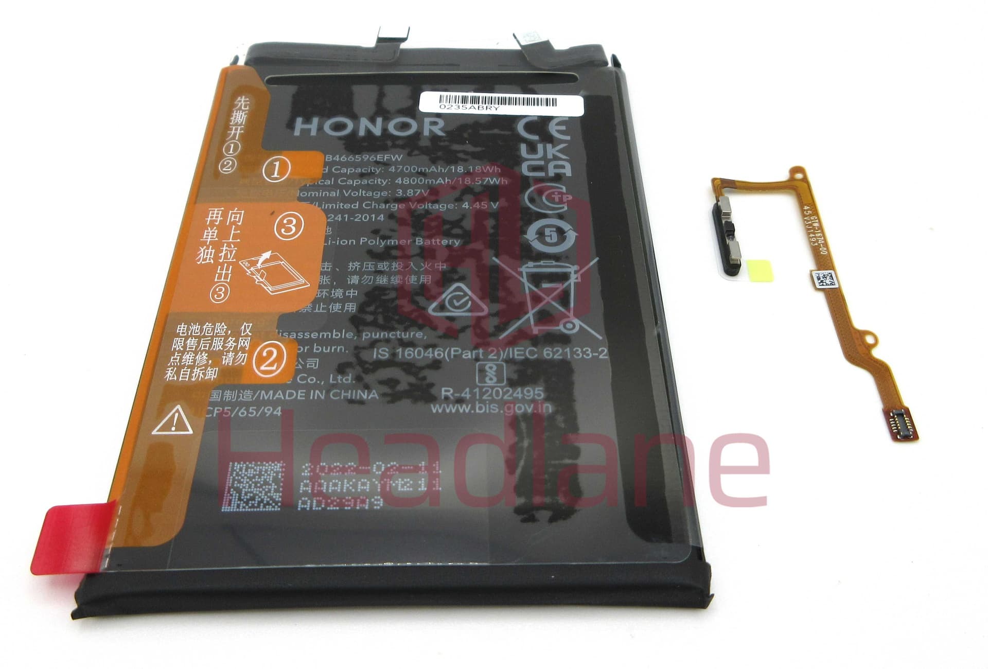 Honor Magic4 Lite Fingerprint Reader / Sensor + HB466596EFW 4800mAh Battery - Black - 0235ABRY