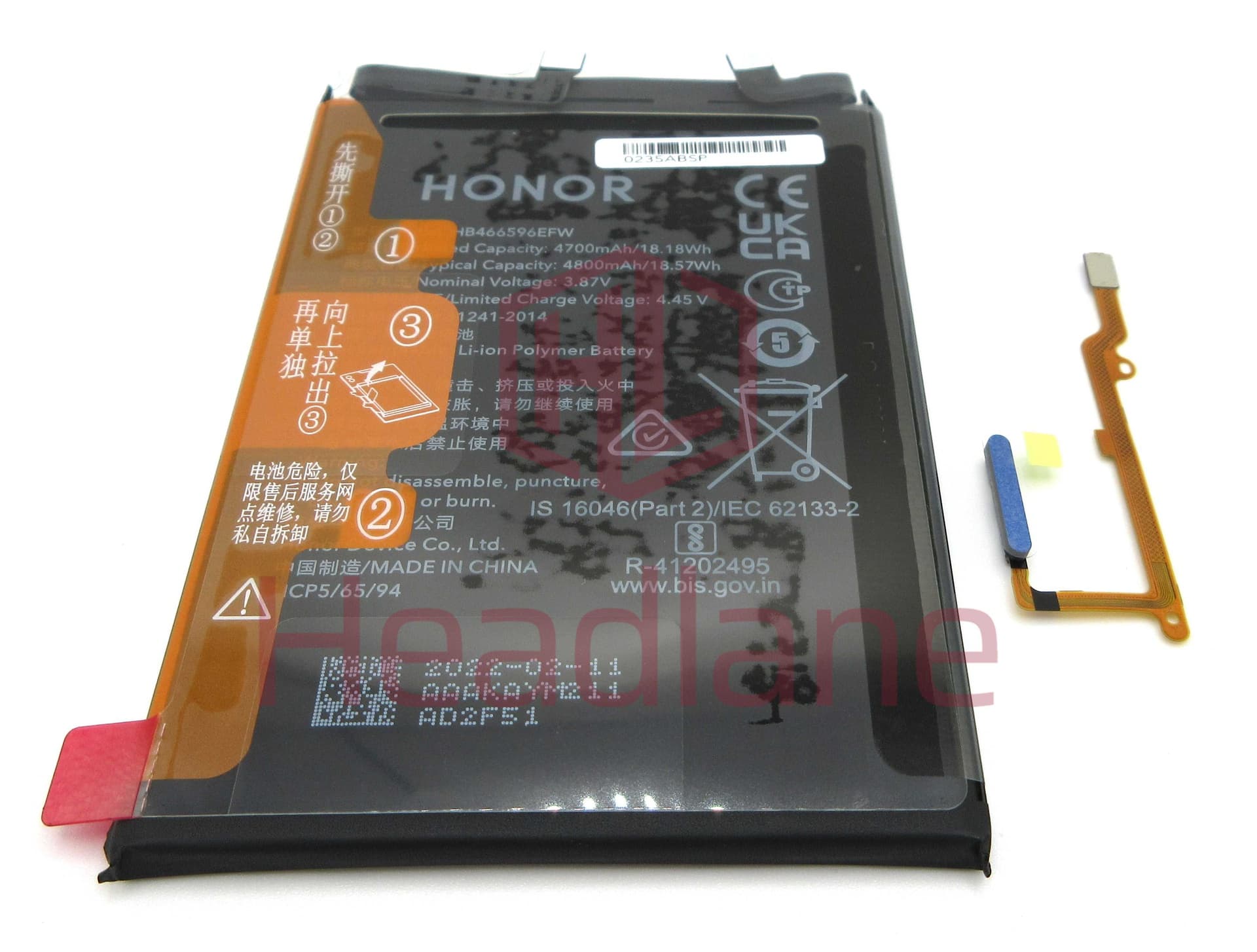 Honor Magic4 Lite Fingerprint Reader / Sensor + HB466596EFW 4800mAh Battery - Blue - 0235ABSP