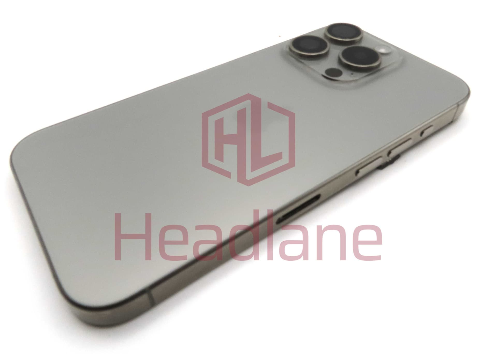 iPhone 15 Pro Back / Battery Cover + Small Parts - Natural Titanium (Pulled - Grade B) (No Camera) - IP15PRBH-NT-B-NC