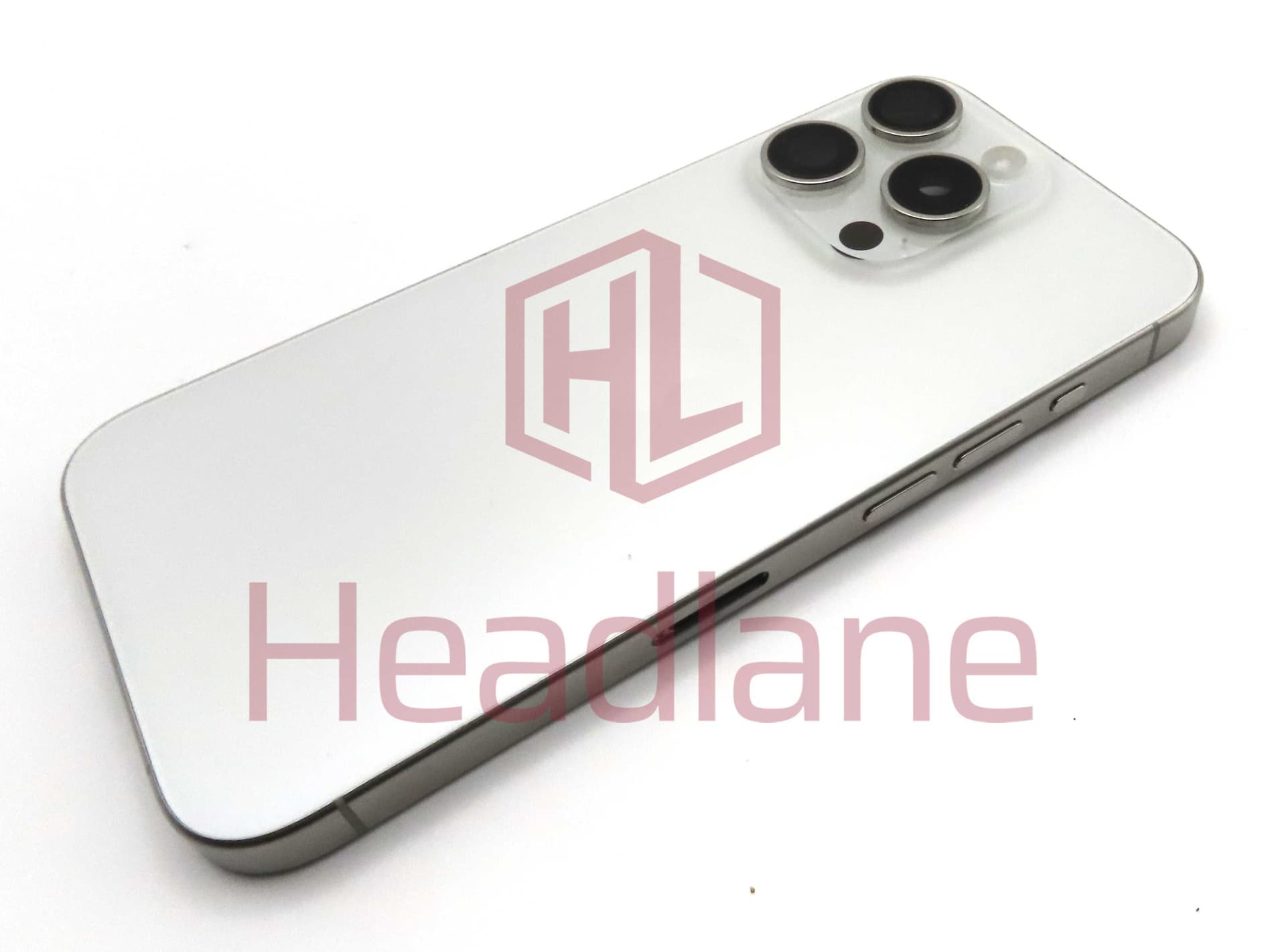 iPhone 15 Pro Back / Battery Cover + Small Parts - White Titanium (Pulled - Grade B) (No Camera) - IP15PRBH-WT-B-NC