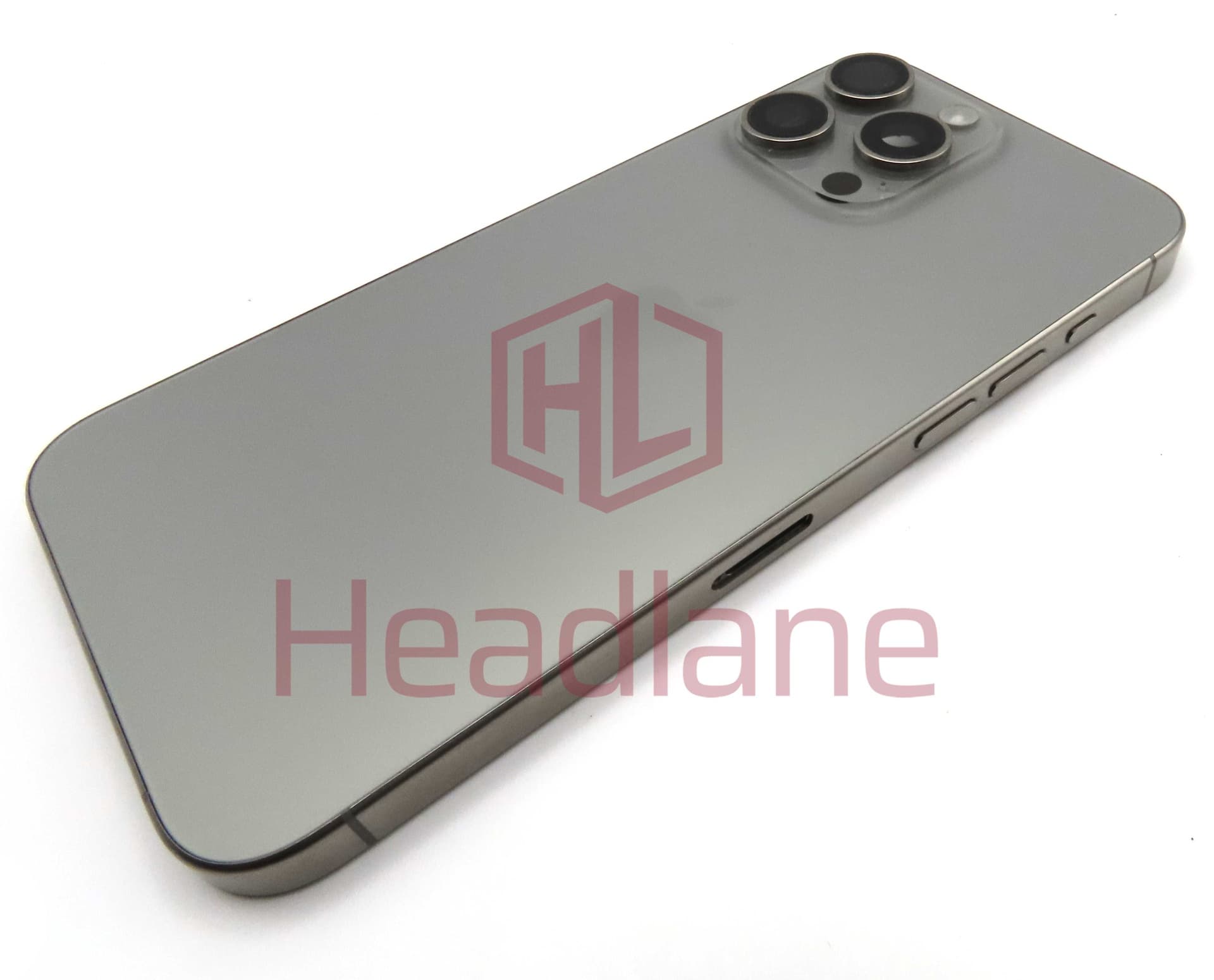 Apple iPhone 15 Pro Max Back / Battery Cover + Small Parts - Natural Titanium (Pulled - Grade B) (No Camera) - IP15PMBH-NT-B-NC