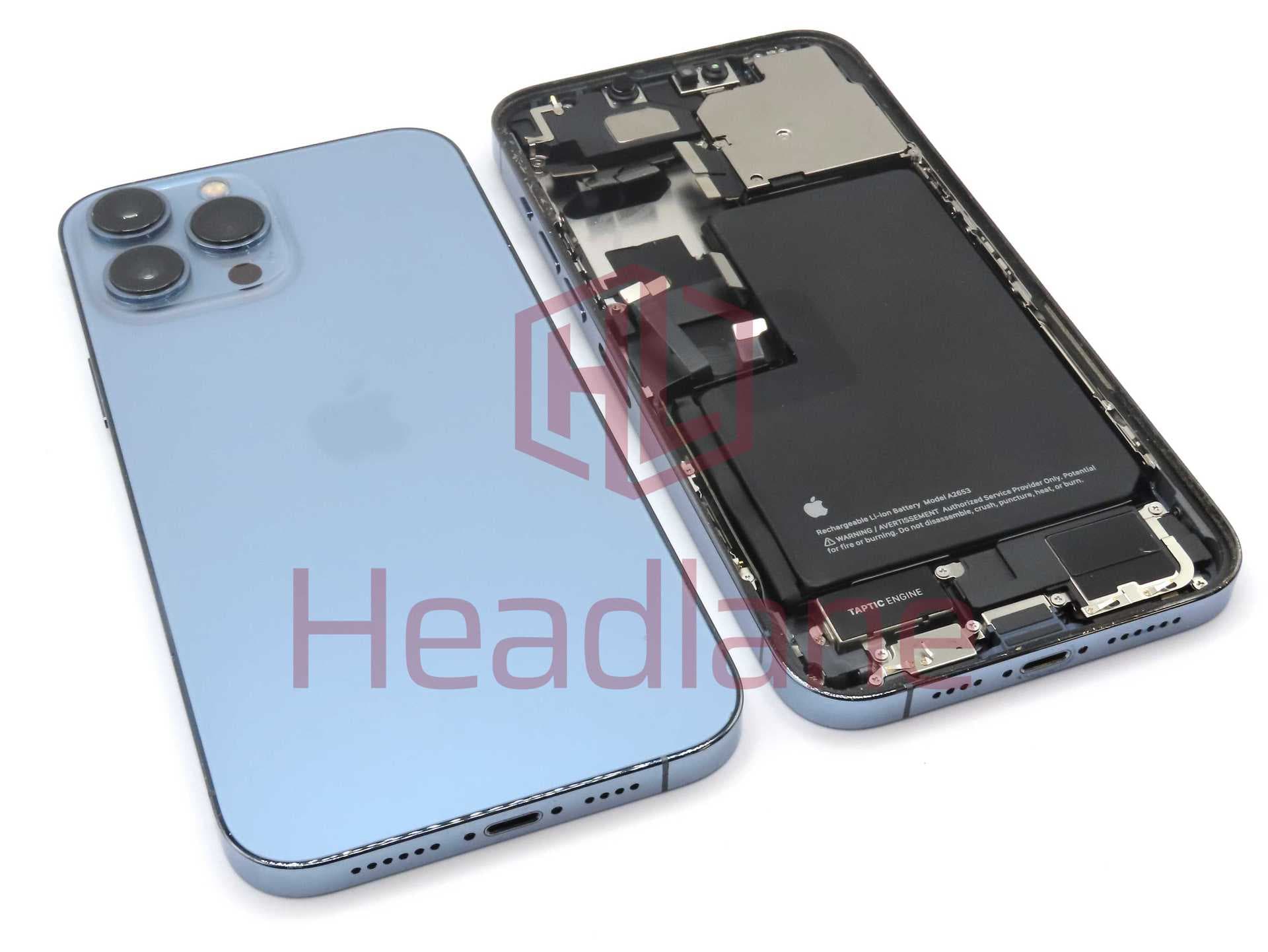 iPhone 13 Pro Max Back / Battery Cover + Small Parts - Blue (Pulled - Grade C) - IP13PMBH-SB-C