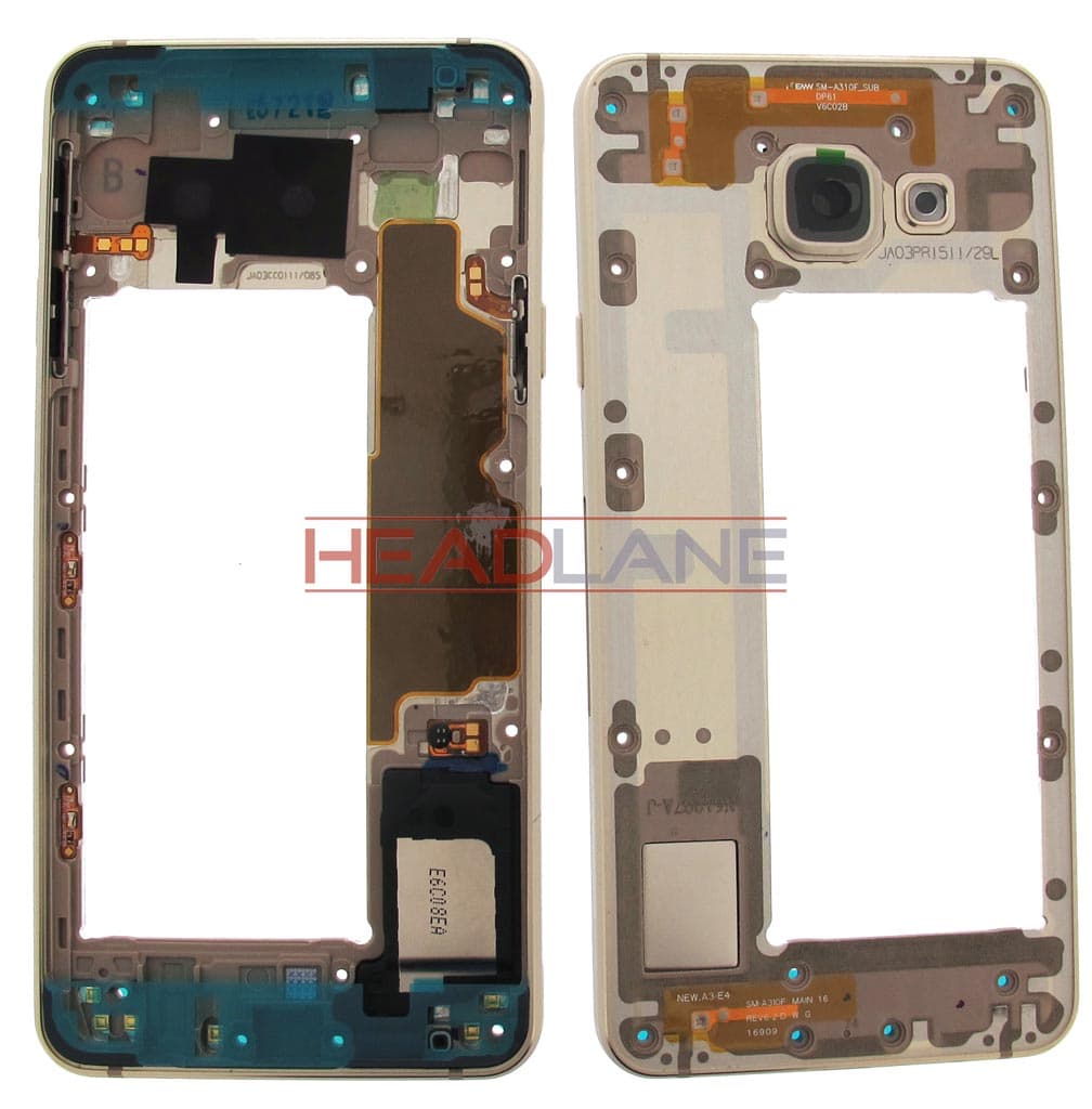 Samsung SM-A310 Galaxy A3 (2016) Middle Cover Chassis - Gold - GH97-18074A - Samsung Replacement Part