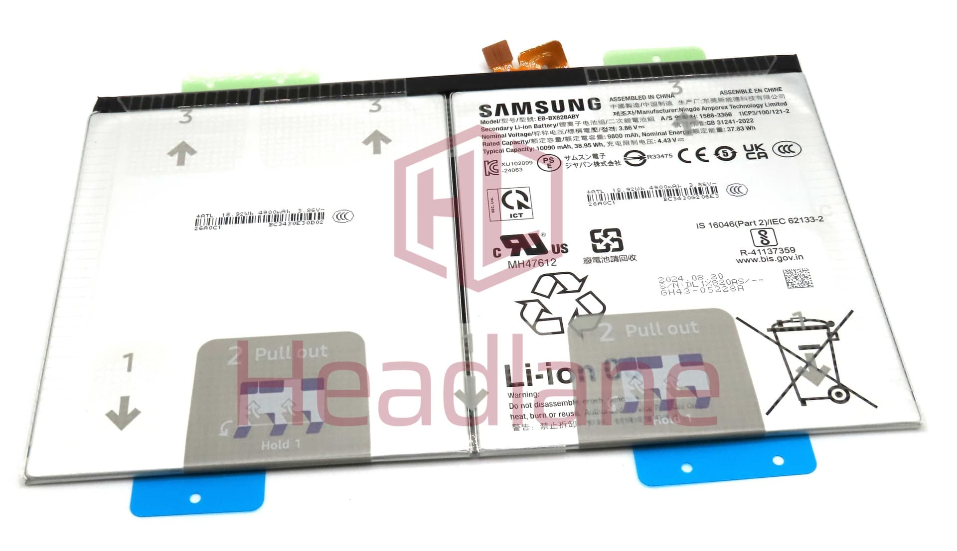 Samsung SM-X620 X626 X820 X826 Galaxy Tab S10 FE+ / S10+ (WiFi / 5G) EB-BX828ABY 10090mAh Internal Battery - GH82-35897A