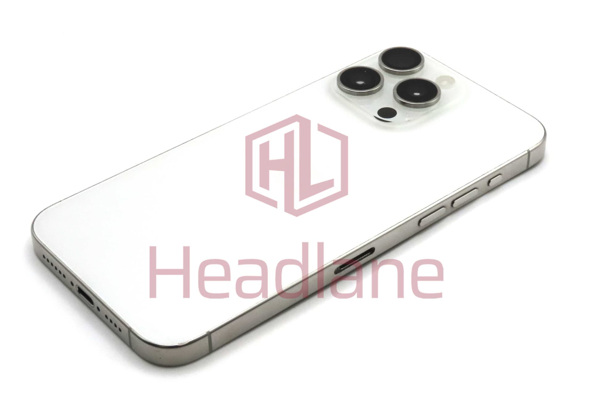 Apple iPhone 15 Pro Max Back / Battery Cover + Small Parts - White Titanium (Pulled - Grade B) - IP15PMBH-WT-B