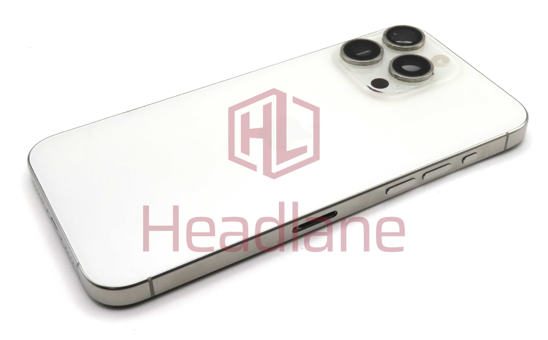 Apple iPhone 15 Pro Max Back / Battery Cover + Small Parts - White Titanium (Pulled - Grade B) (No Camera) - IP15PMBH-WT-B-NC