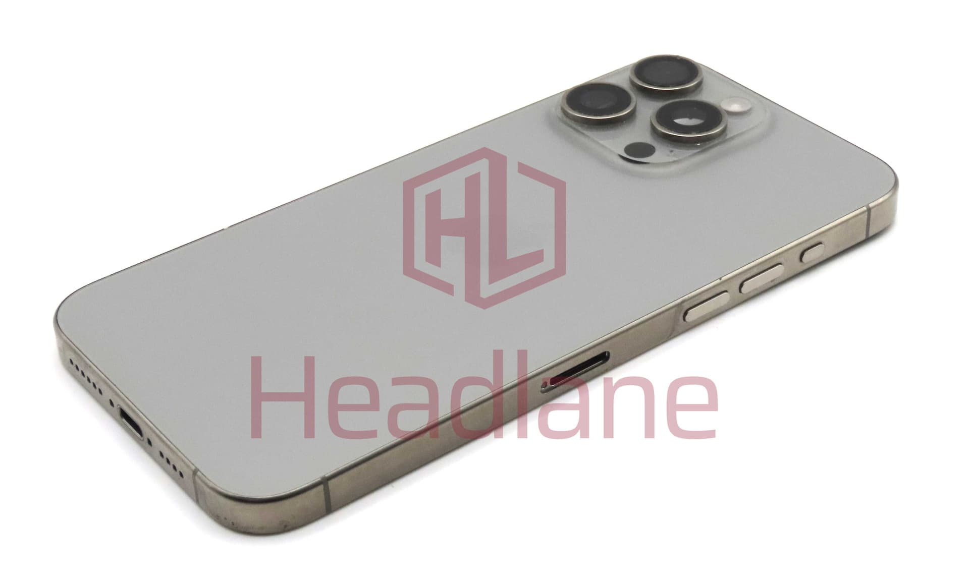 Apple iPhone 15 Pro Max Back / Battery Cover + Small Parts - Natural Titanium (Pulled - Grade C) (No Camera) - IP15PMBH-NT-C-NC