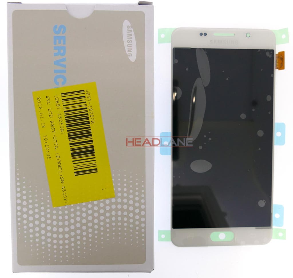 Samsung SM-A510 Galaxy A5 (2016) LCD Display / Screen + Touch - White - GH97-18250A - Samsung Replacement Part