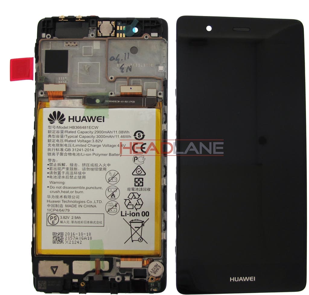 Huawei P9 LCD Display / Screen + Touch + Battery Assembly - Titanium Grey - 02350RPT - Huawei Replacement Part