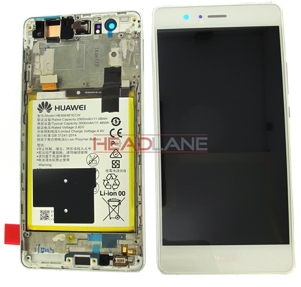 Huawei P9 Lite LCD Display / Screen + Touch + Battery Assembly - White - 02350SLF - Huawei Replacement Part