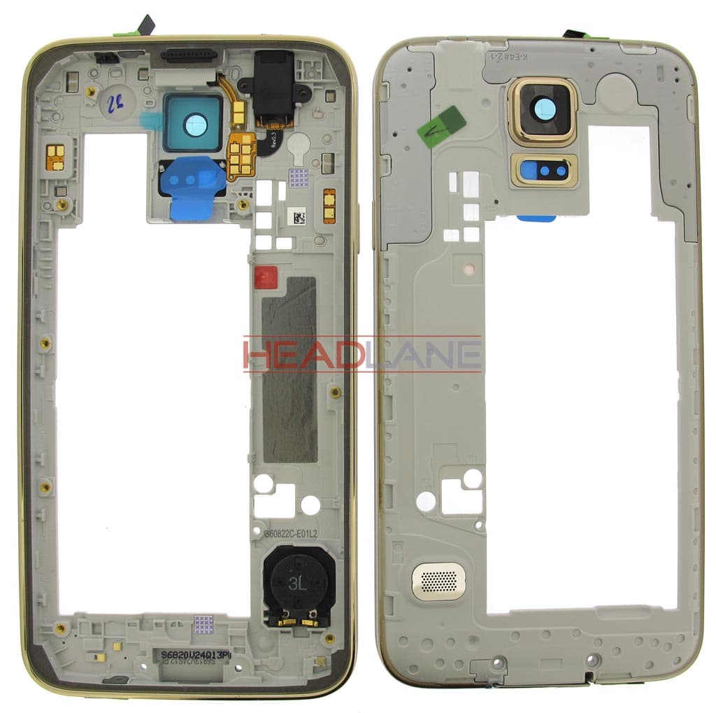Samsung SM-G900F Galaxy S5 Middle Cover / Chassis - Gold - GH96-07236D - Samsung Replacement Part
