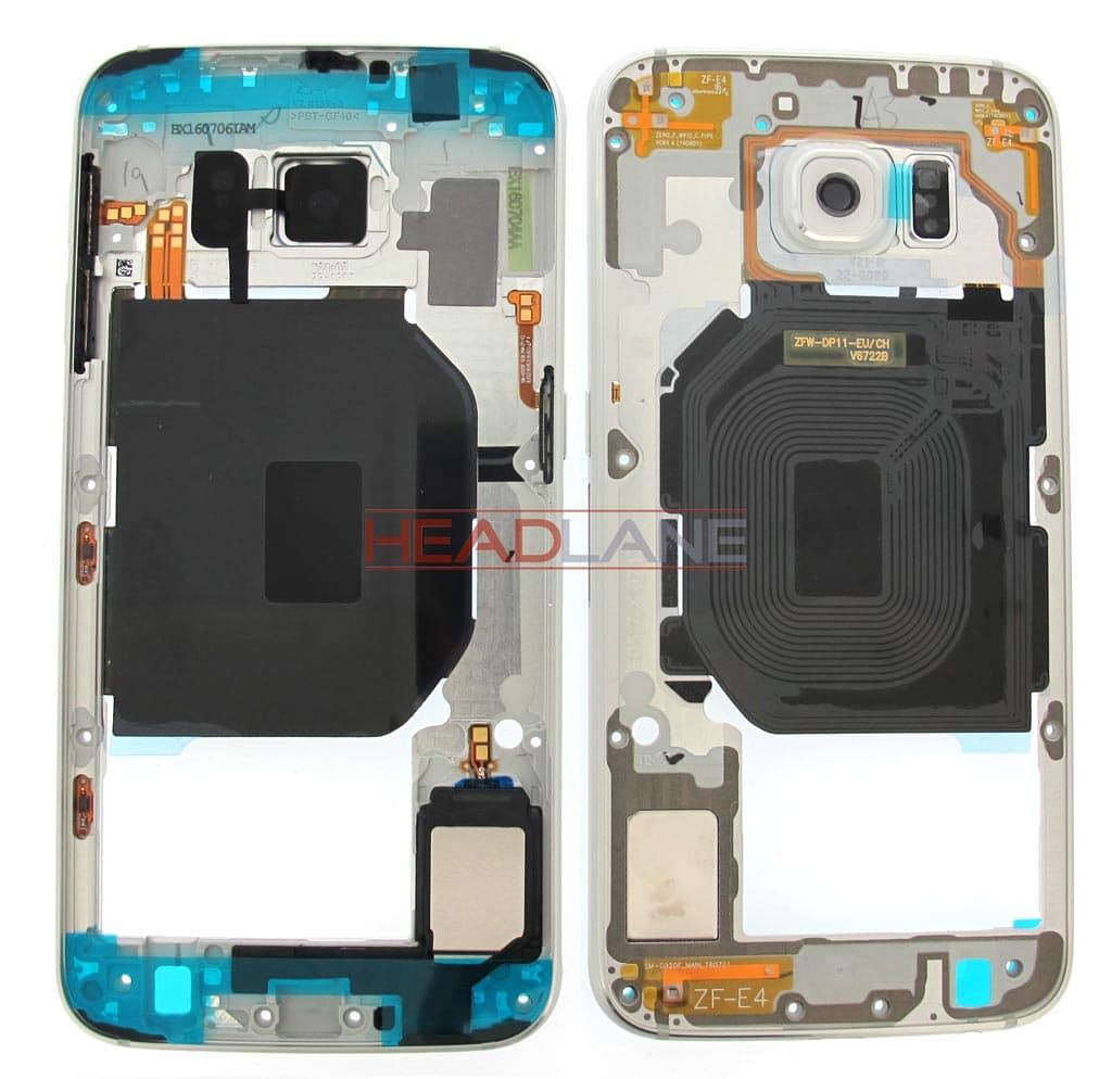 Samsung SM-G920F Galaxy S6 Middle Cover / Chassis - White - GH96-08583B - Samsung Replacement Part