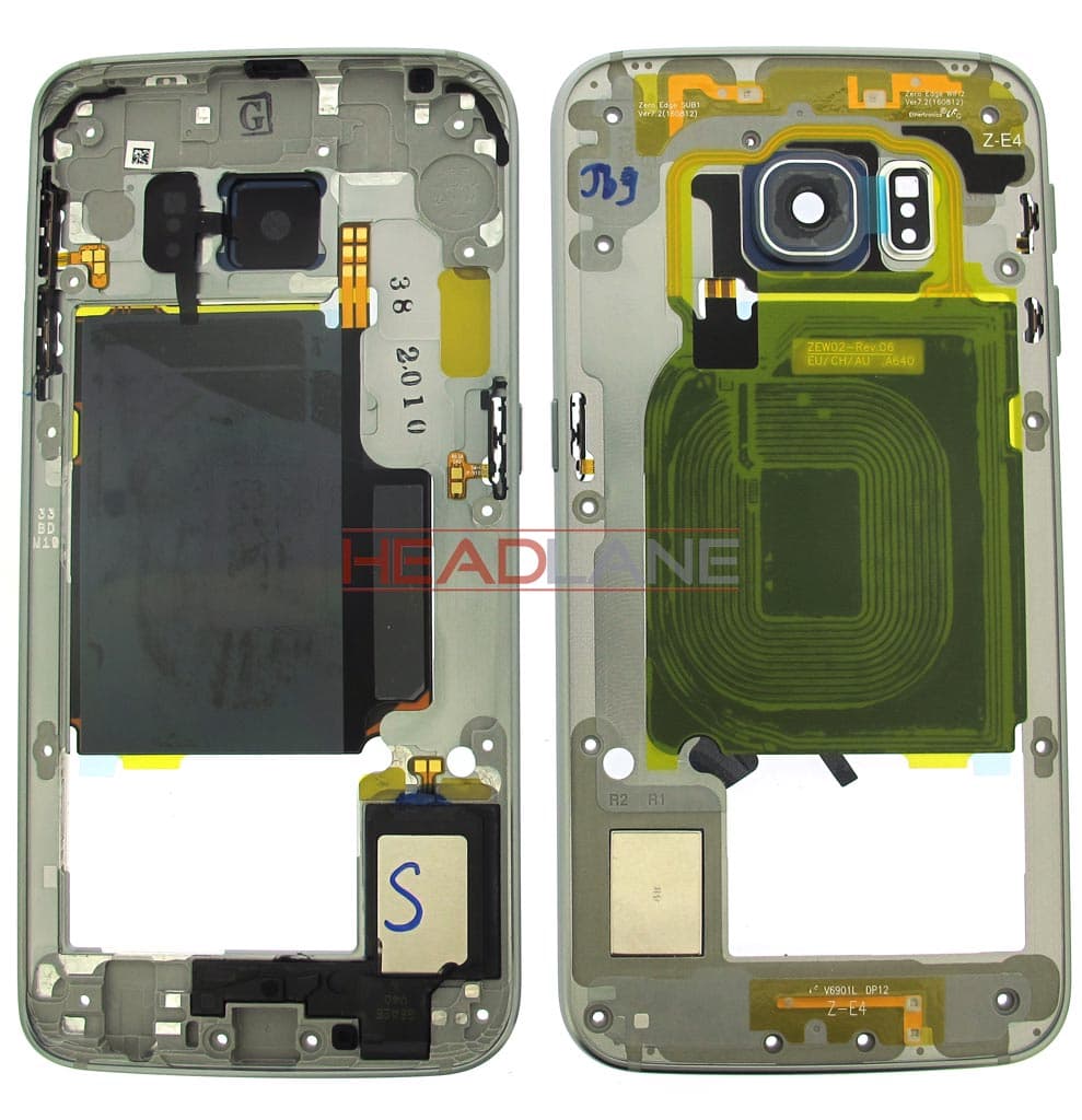 Samsung SM-G925F Galaxy S6 Edge Middle Cover/Chassis - Black - GH96-08376A - Samsung Replacement Part